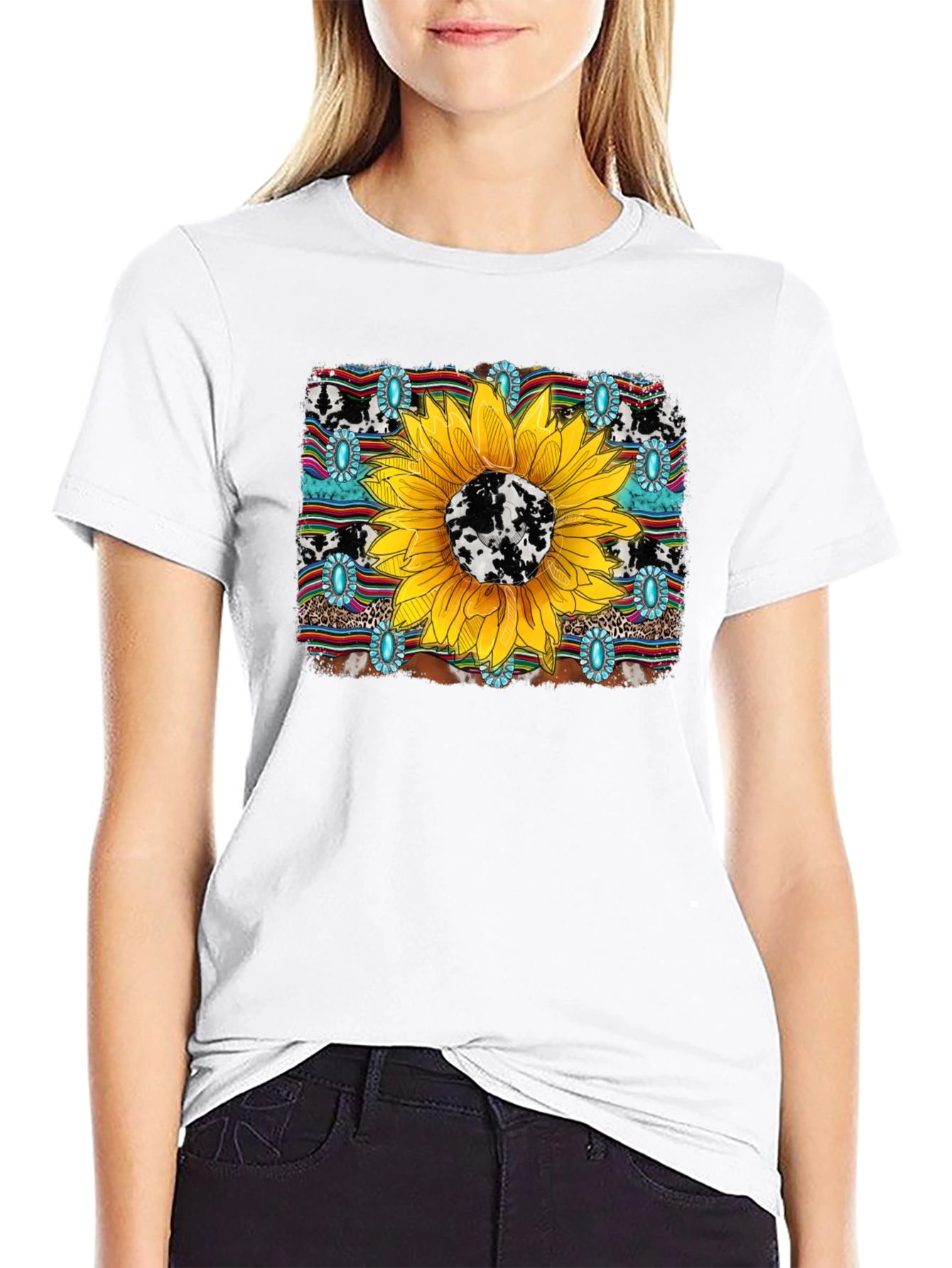 Sunflower Cow Print Graphic Tee