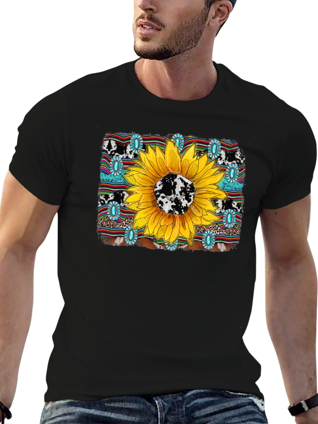 Sunflower Cow Print Graphic Tee