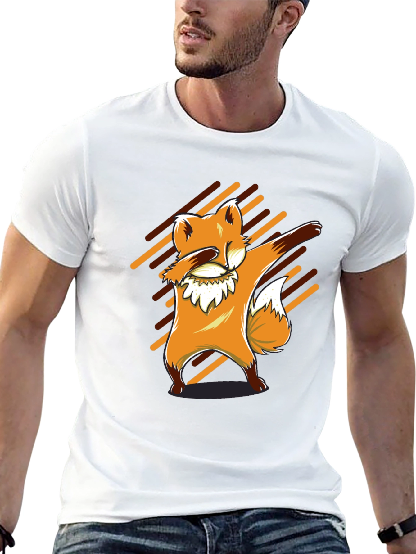 Dabbing Fox Graphic Tee - Black Cotton T-Shirt