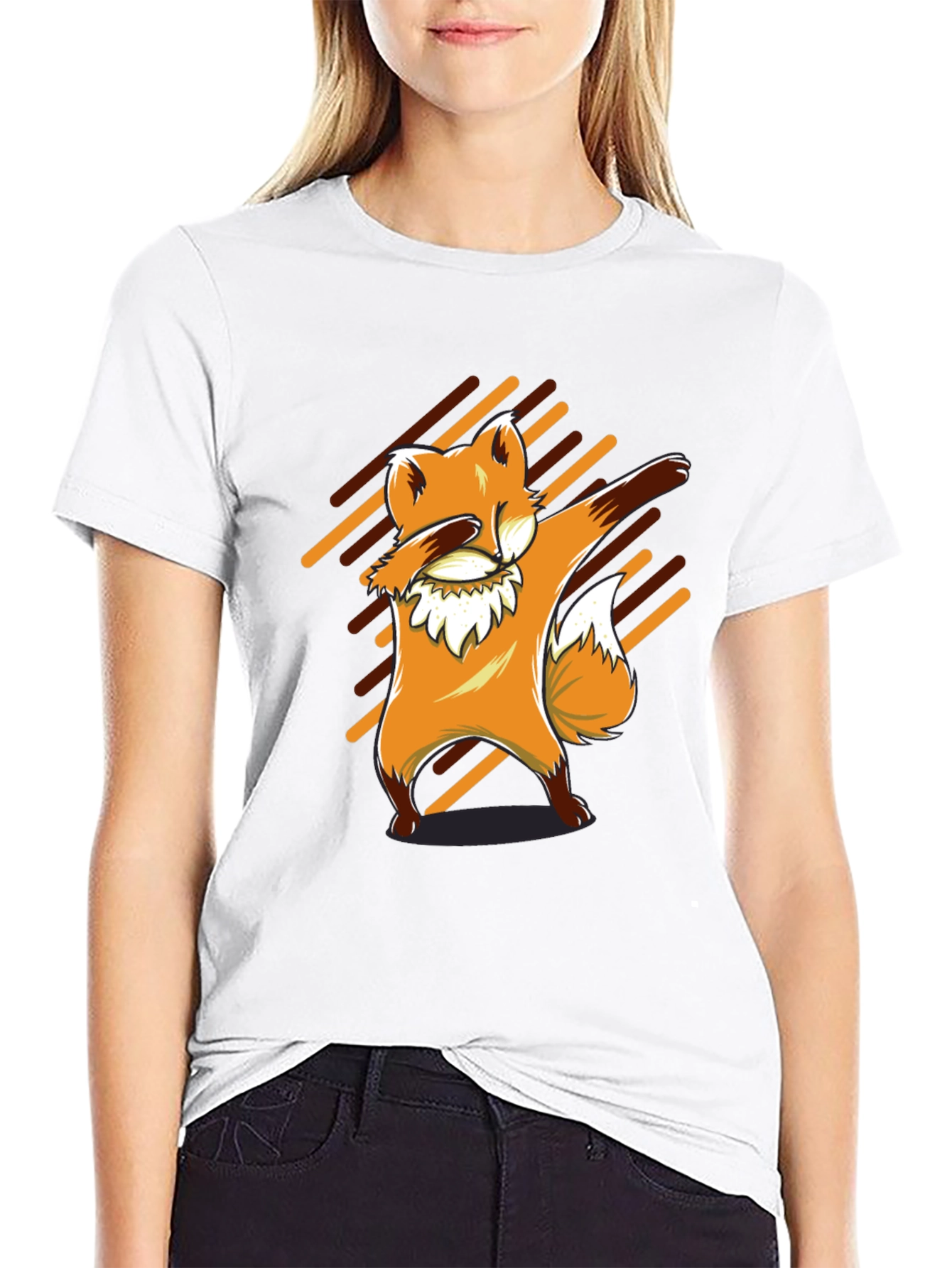 Dabbing Fox Graphic Tee - Black Cotton T-Shirt