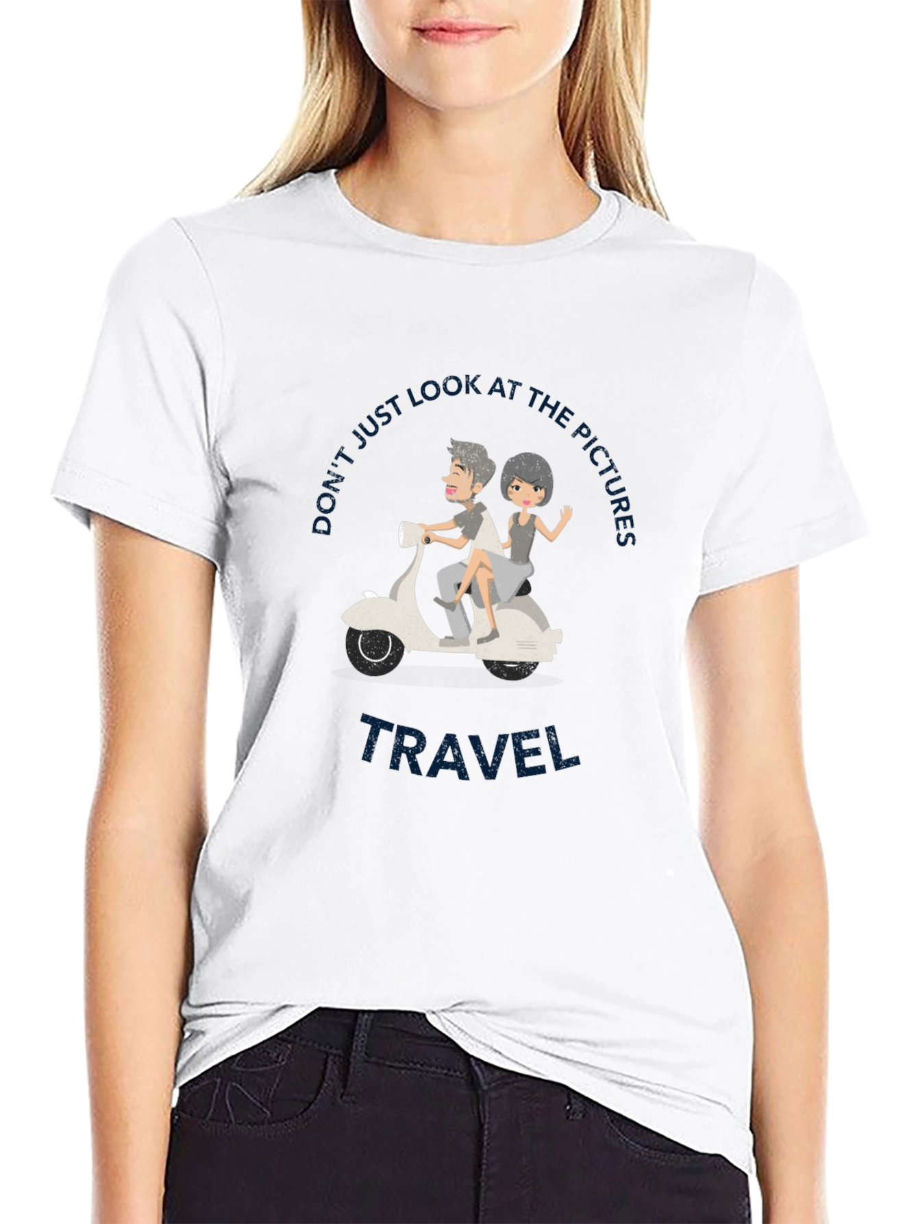 Travel Vibes Graphic Tee - Black Cotton T-Shirt