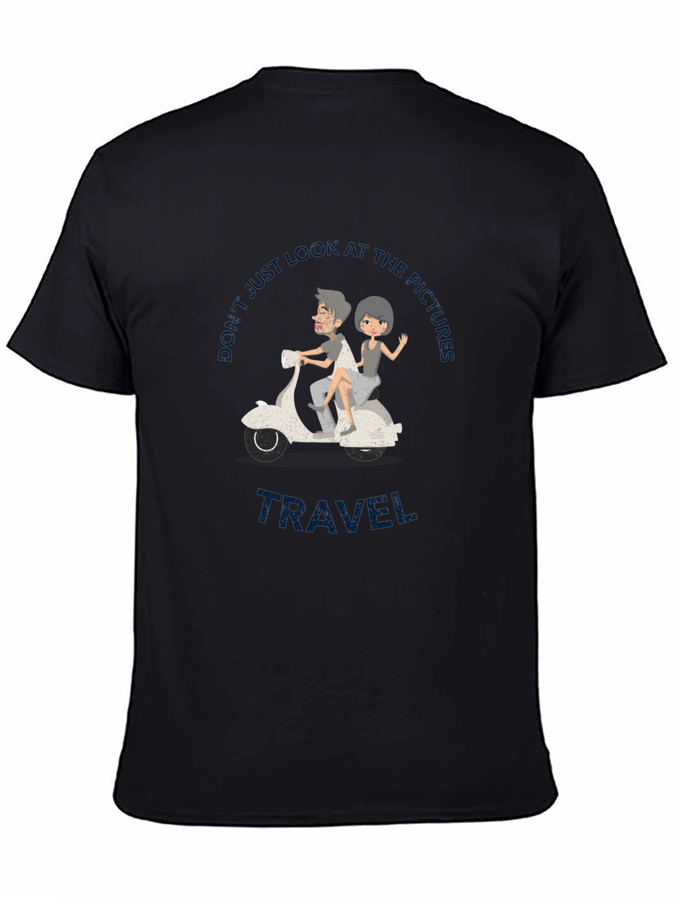 Travel Vibes Graphic Tee - Black Cotton T-Shirt