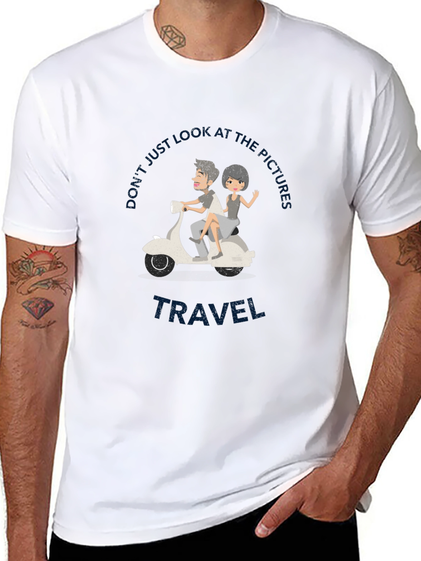 Travel Vibes Graphic Tee - Black Cotton T-Shirt