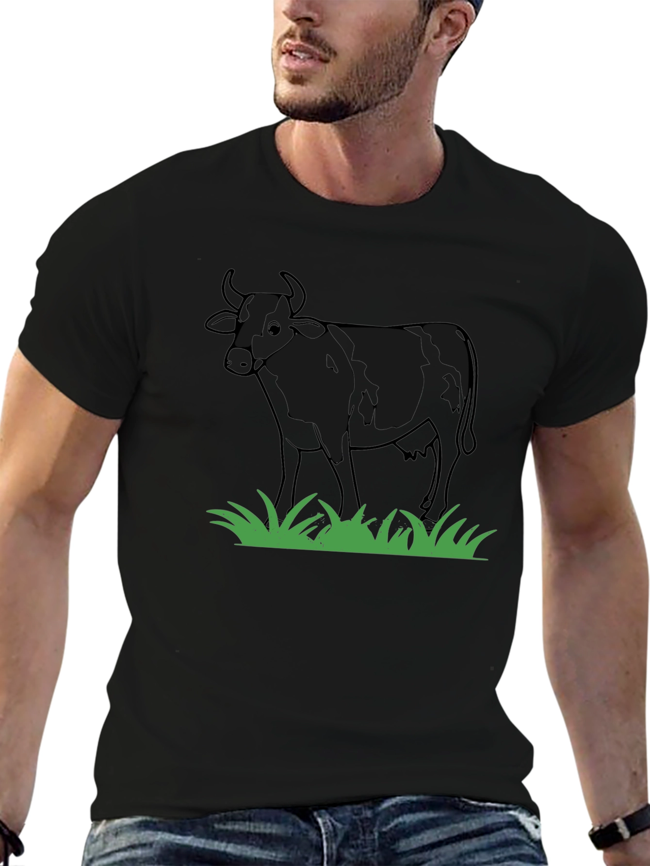 Cow Graphic T-Shirt - Black