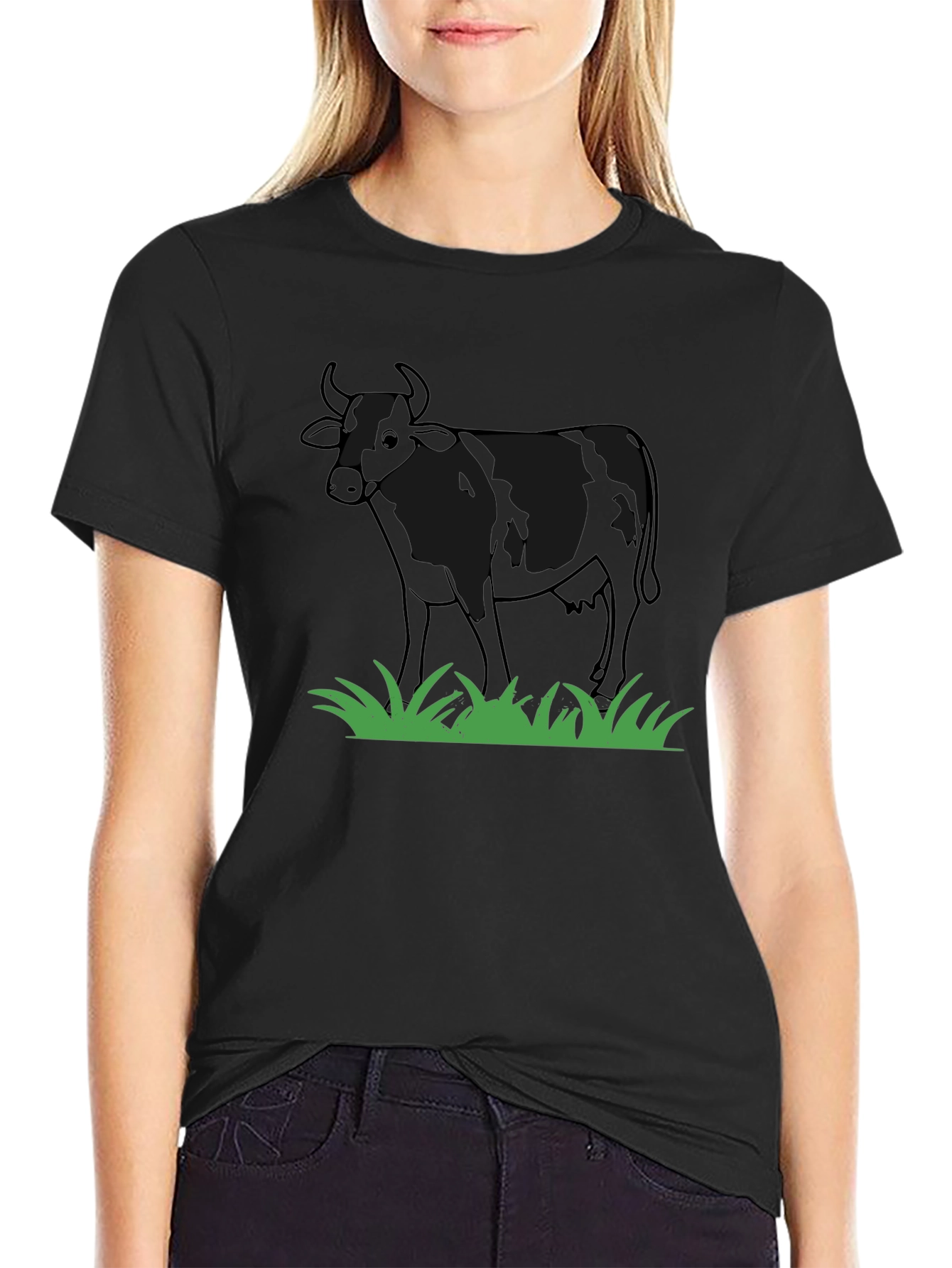 Cow Graphic T-Shirt - Black