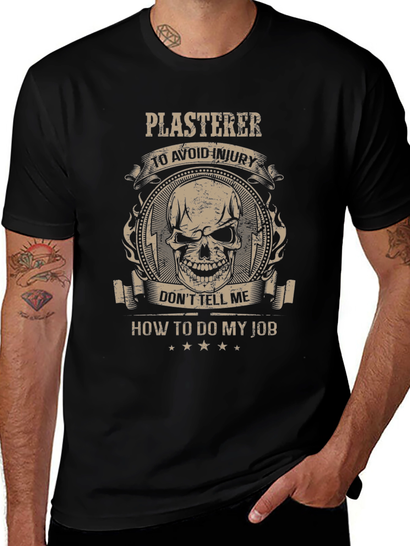 Plasterer Skull Graphic T-Shirt - Avoid Injury