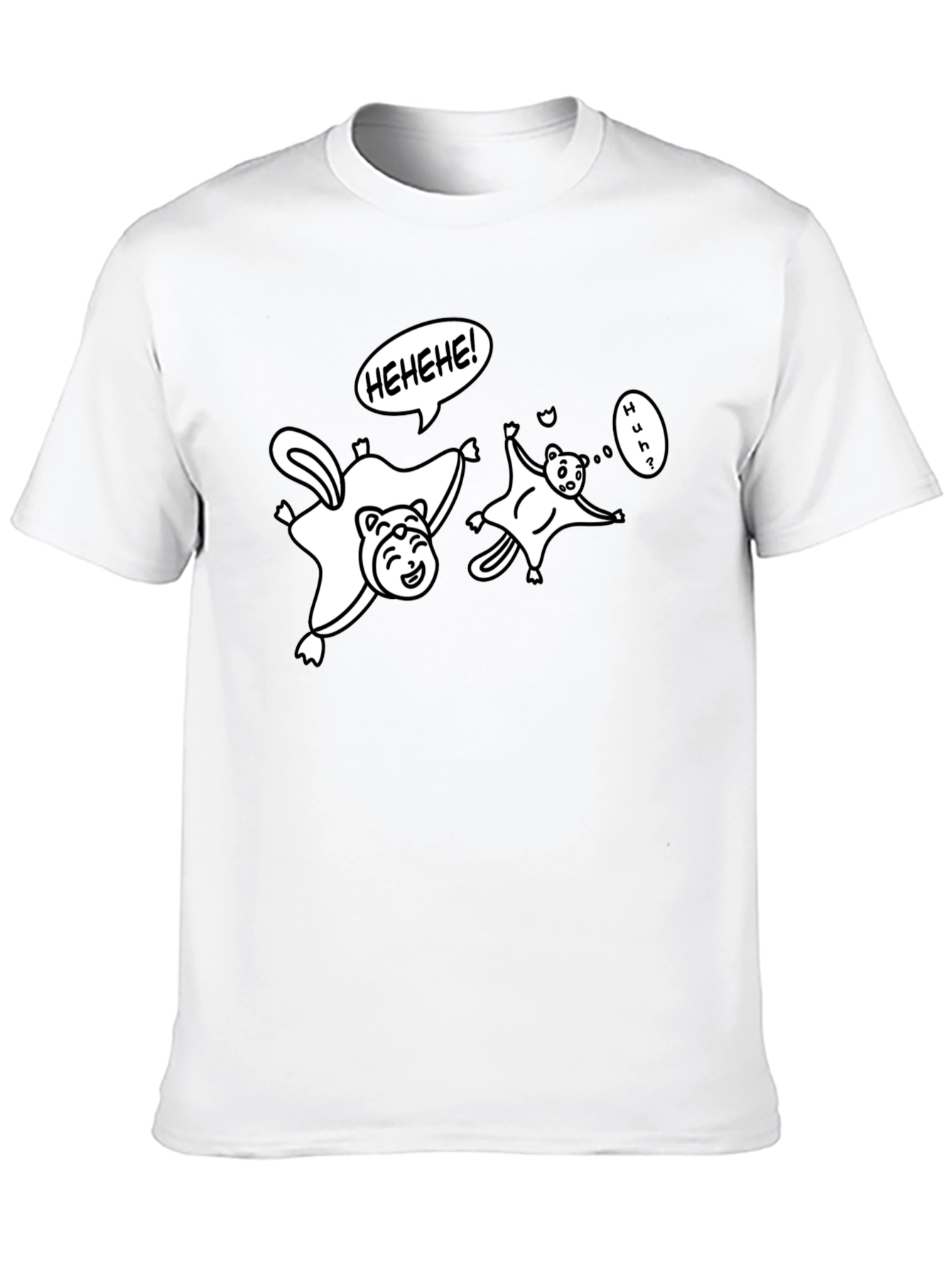 Funny Flying Squirrel Cartoon Black T-Shirt