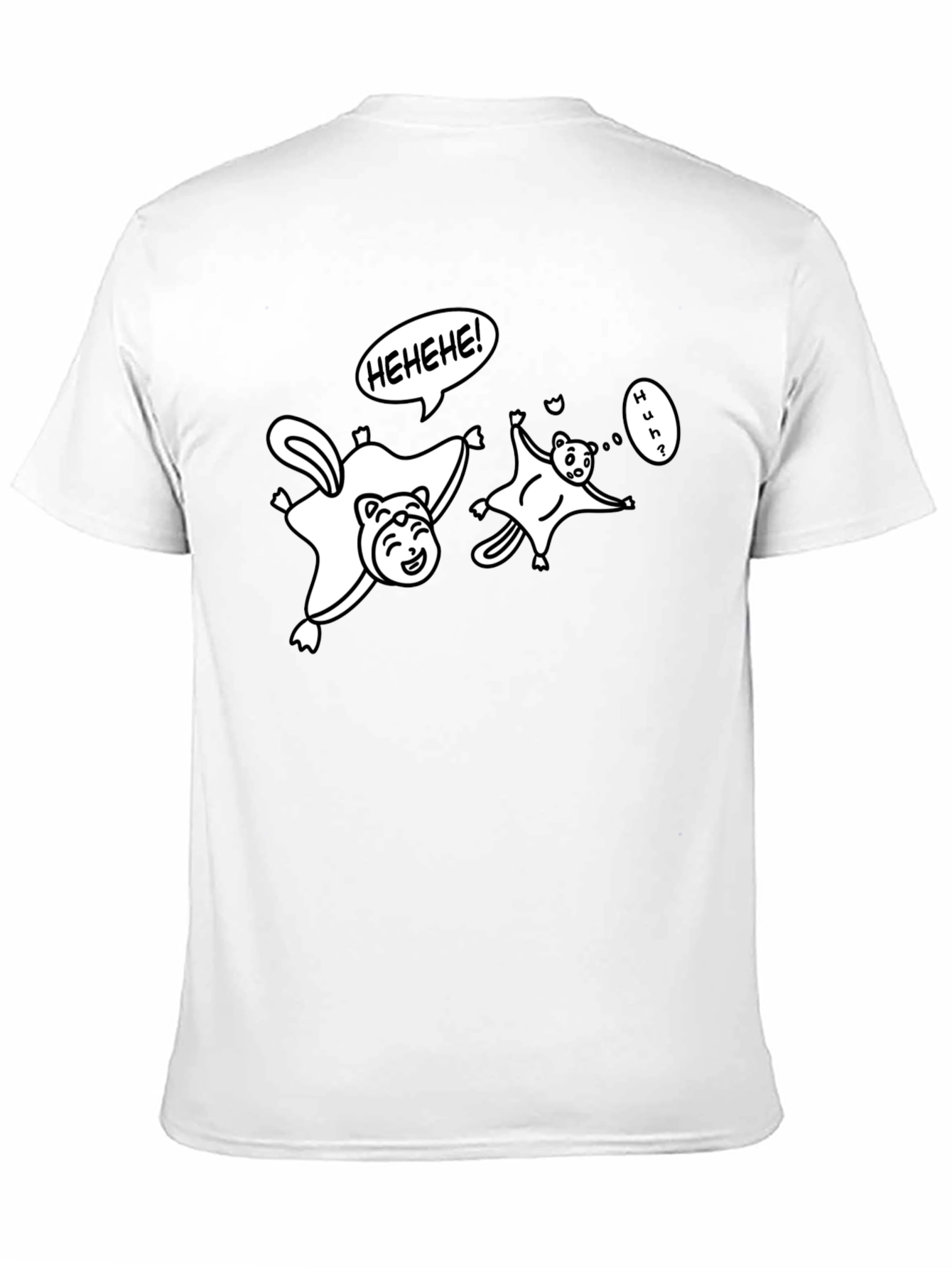 Funny Flying Squirrel Cartoon Black T-Shirt
