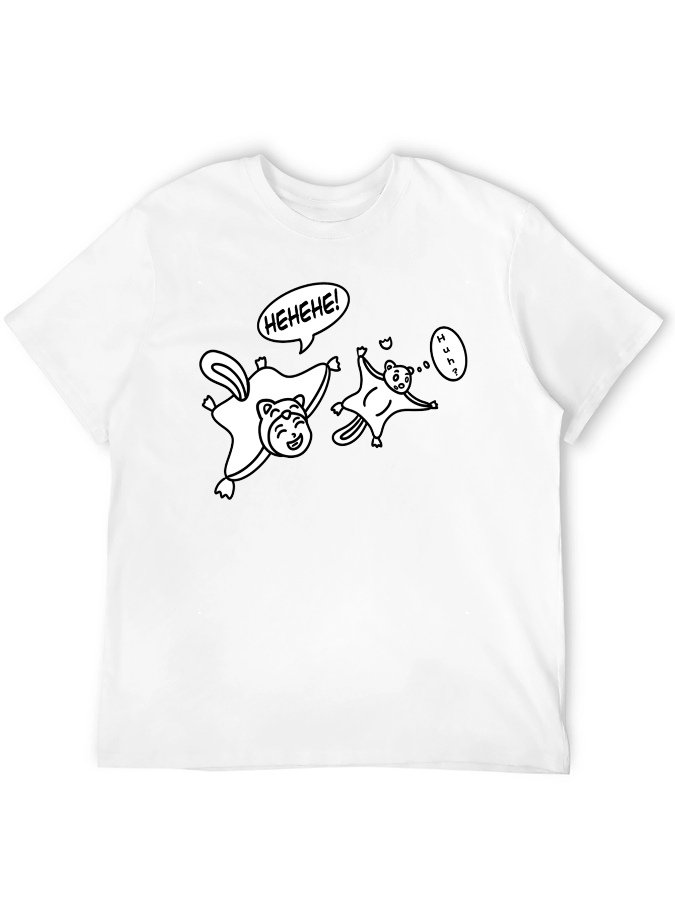 Funny Flying Squirrel Cartoon Black T-Shirt