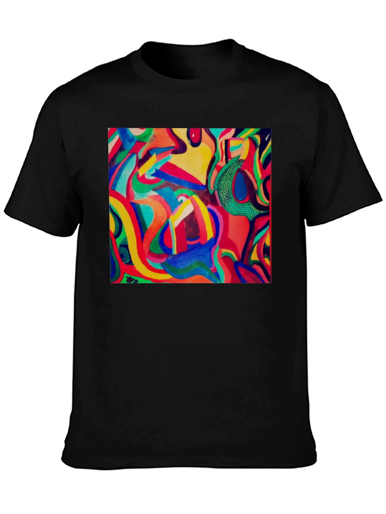 Abstract Art Print Black T-Shirt Unique Design