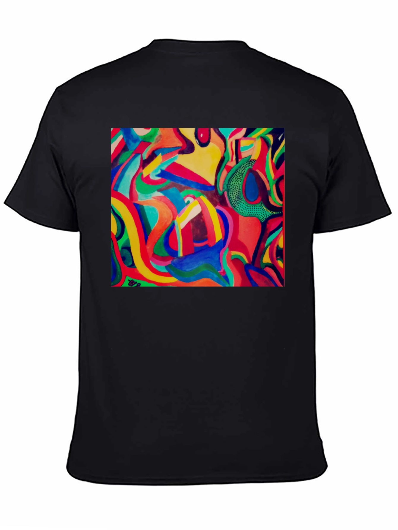 Abstract Art Print Black T-Shirt Unique Design