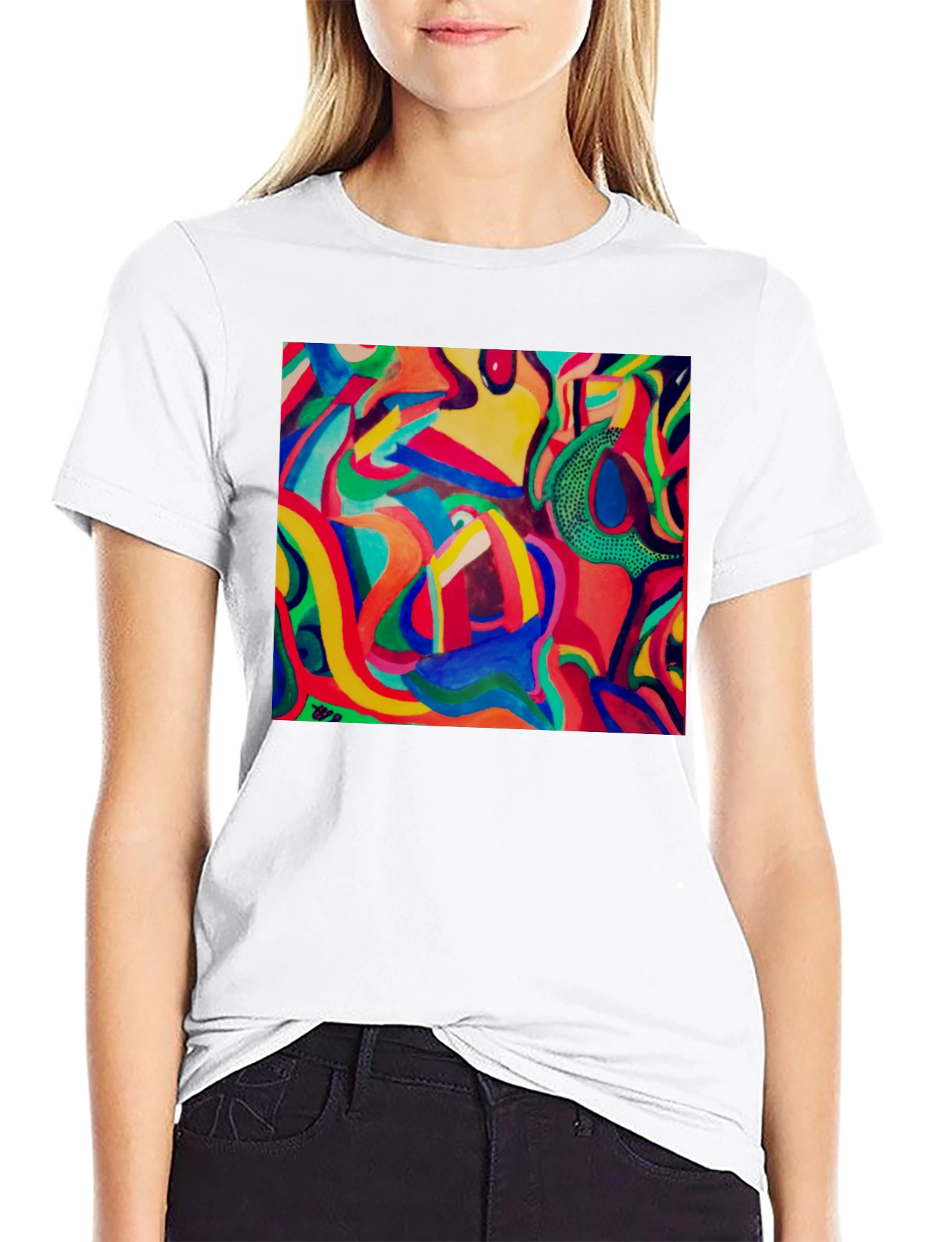 Abstract Art Print Black T-Shirt Unique Design