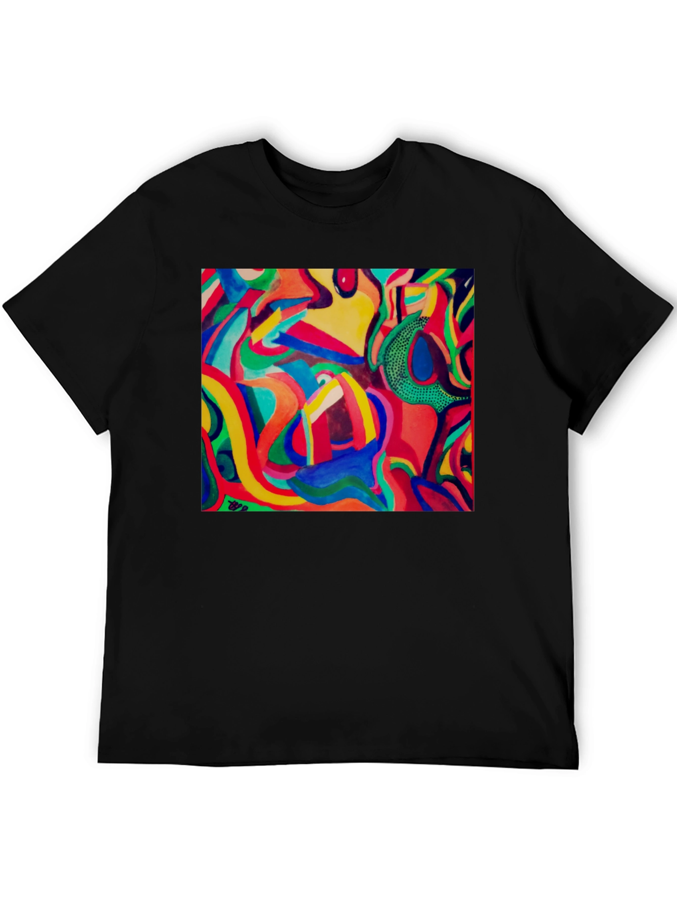 Abstract Art Print Black T-Shirt Unique Design