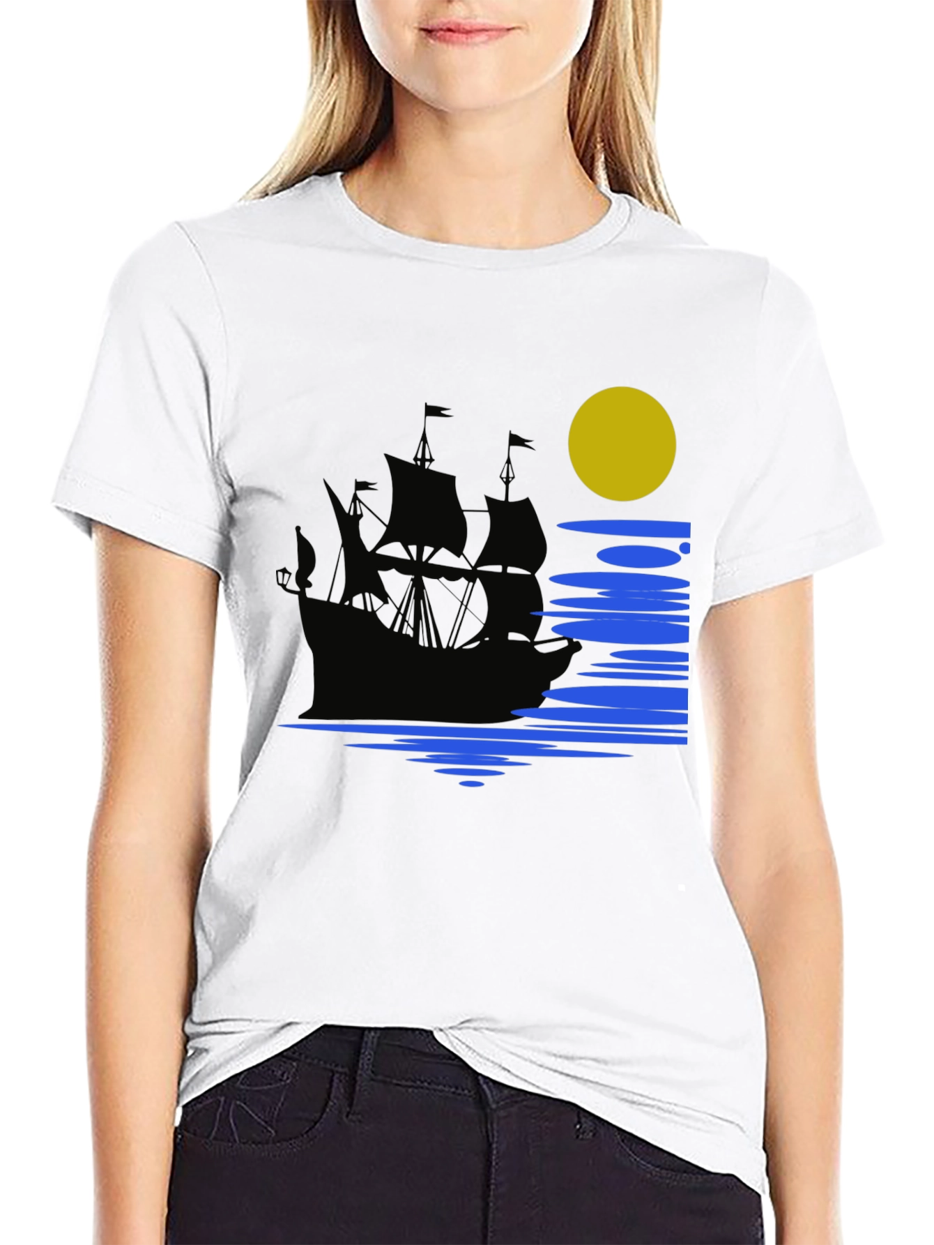 Nautical Moonlight Black T-Shirt