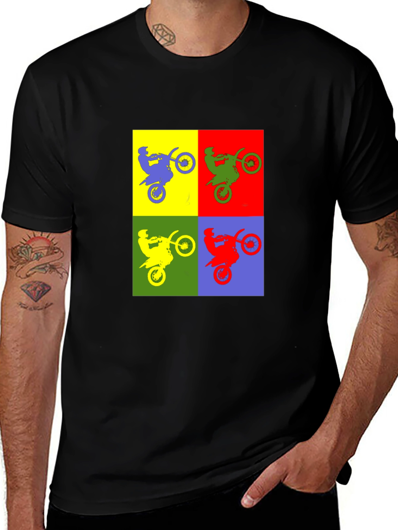 Motorcycle Pop Art T-Shirt - Black