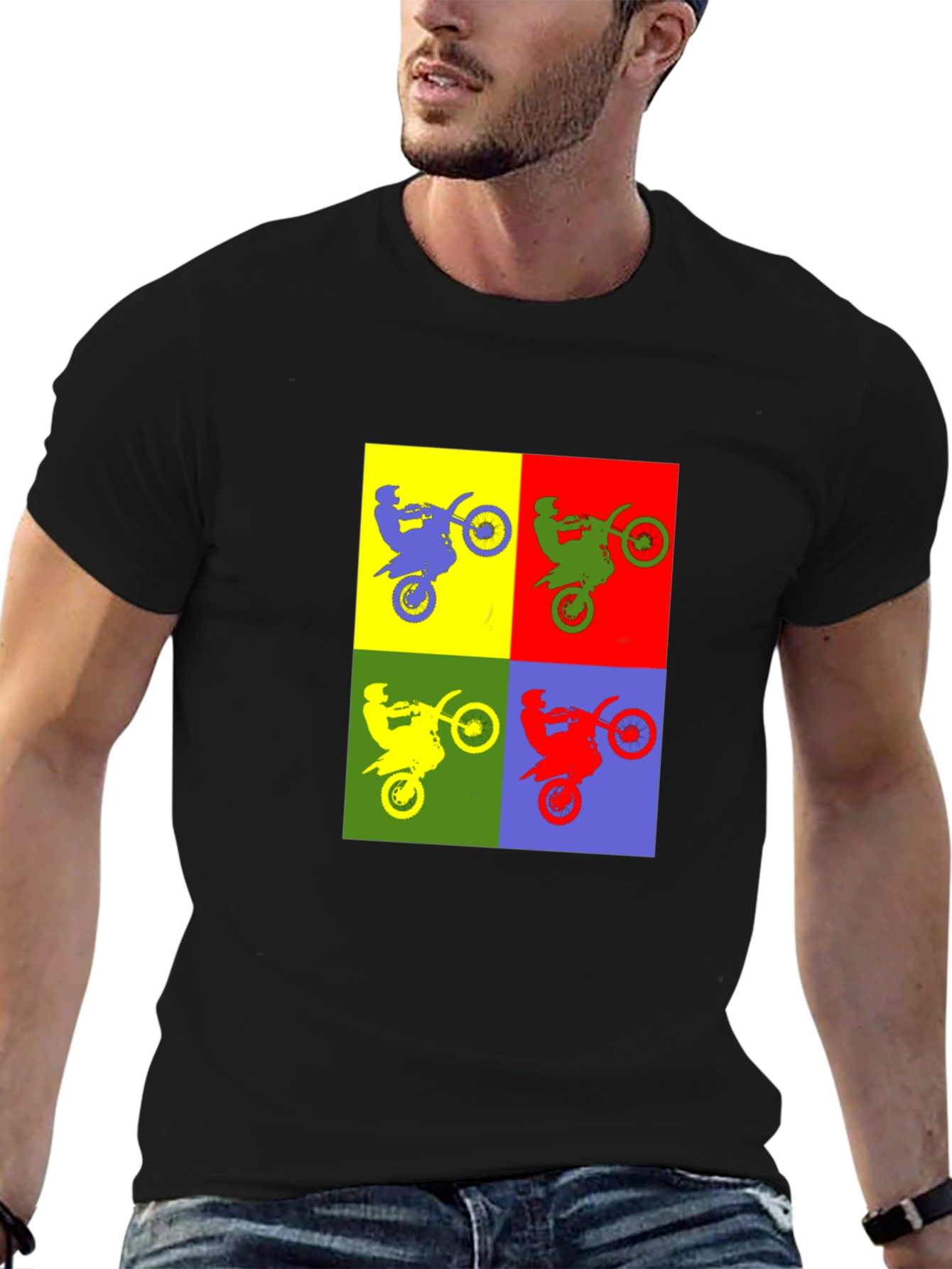Motorcycle Pop Art T-Shirt - Black