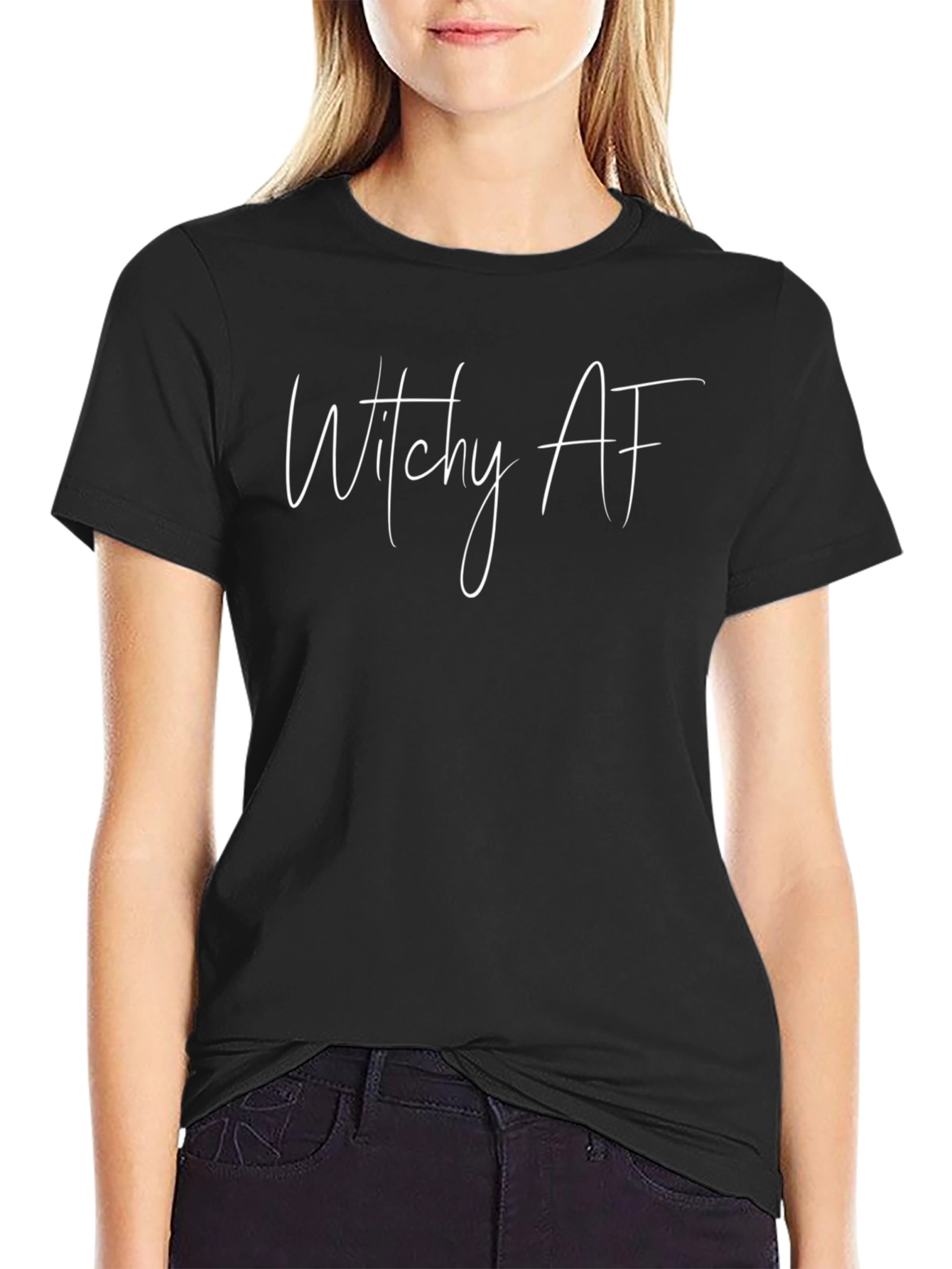 Witchy AF Graphic Tee - Soft Black Cotton Shirt