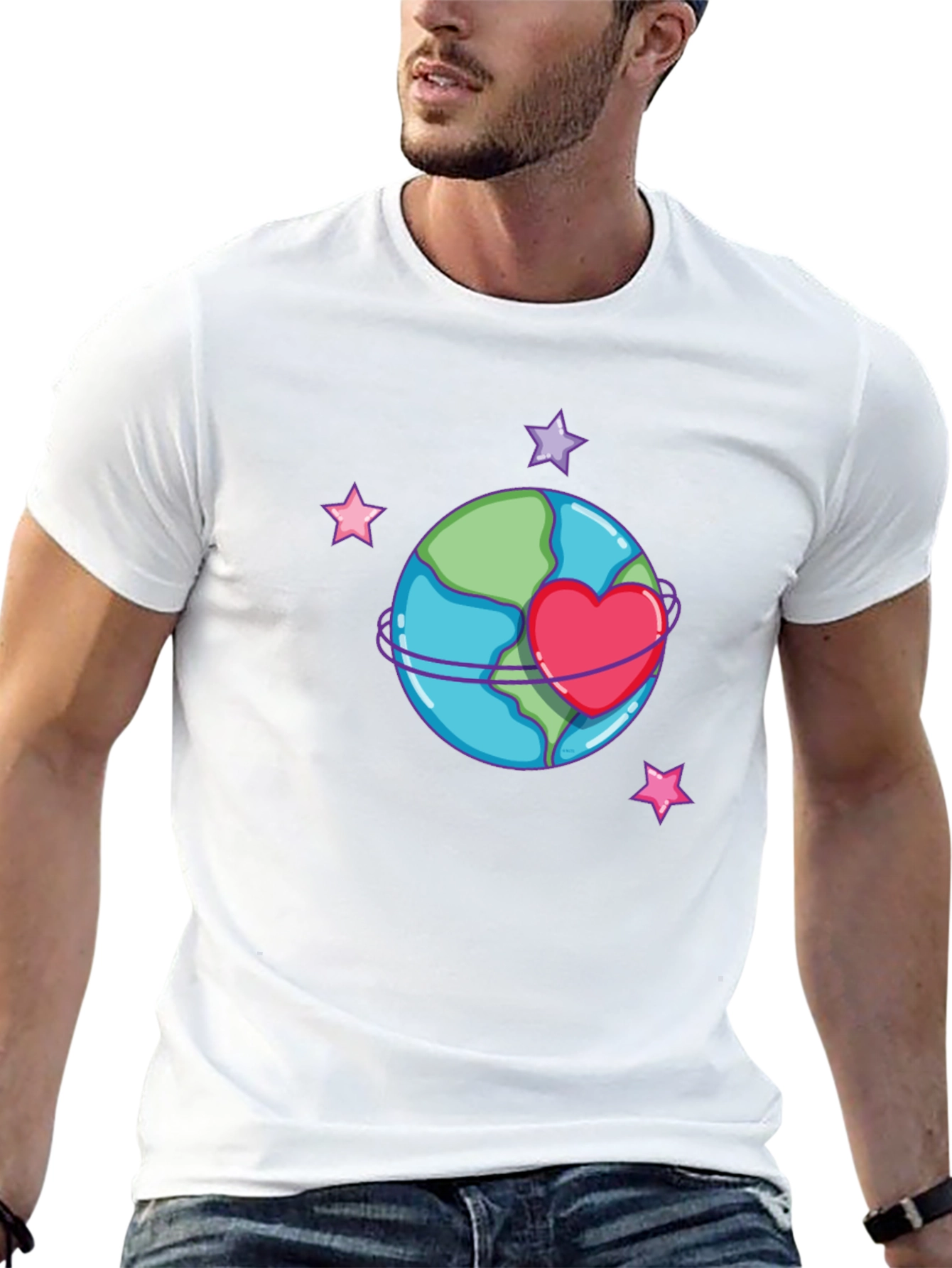 Planet Heart Graphic Tee - Black Cotton T-Shirt