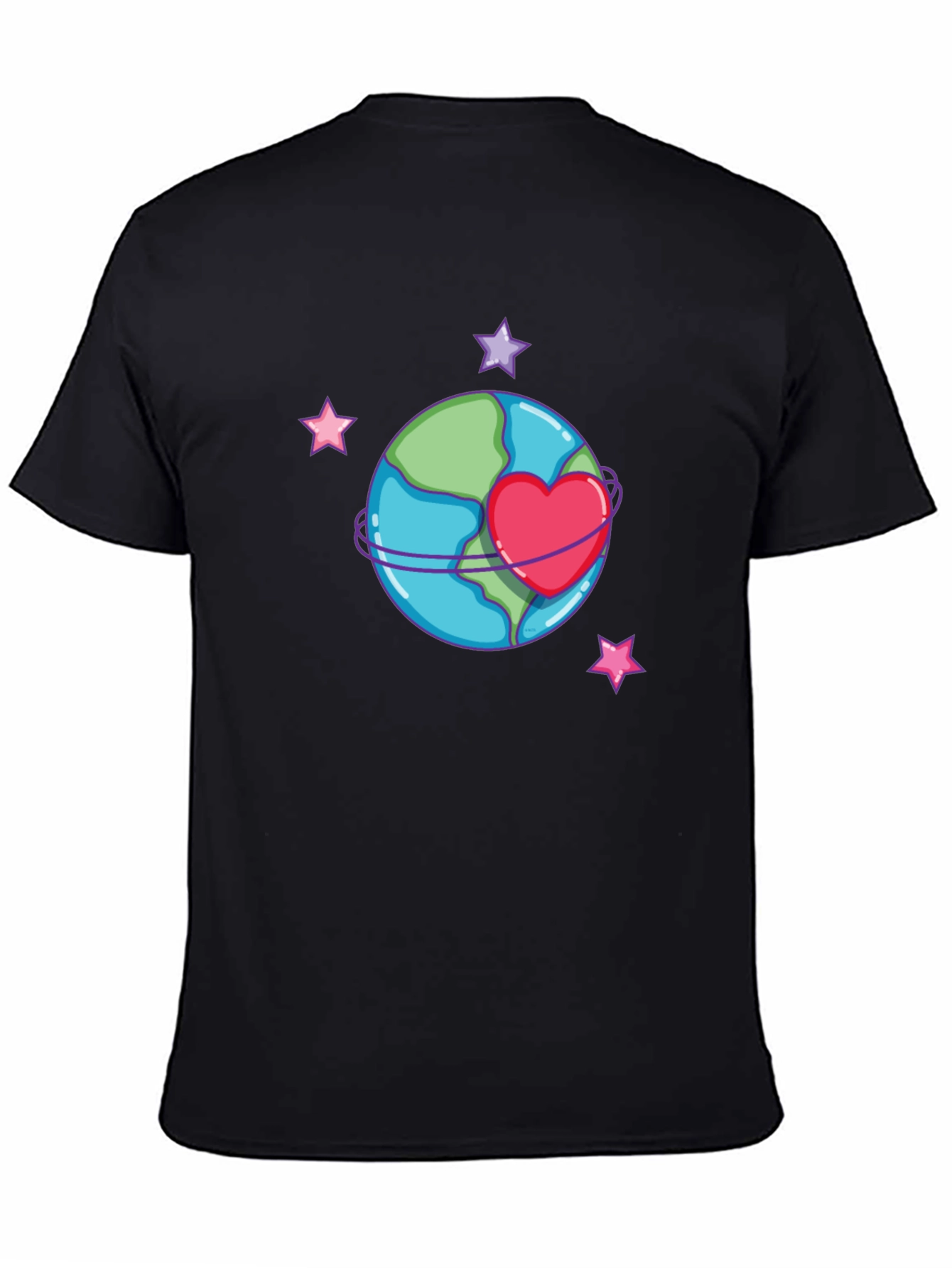 Planet Heart Graphic Tee - Black Cotton T-Shirt
