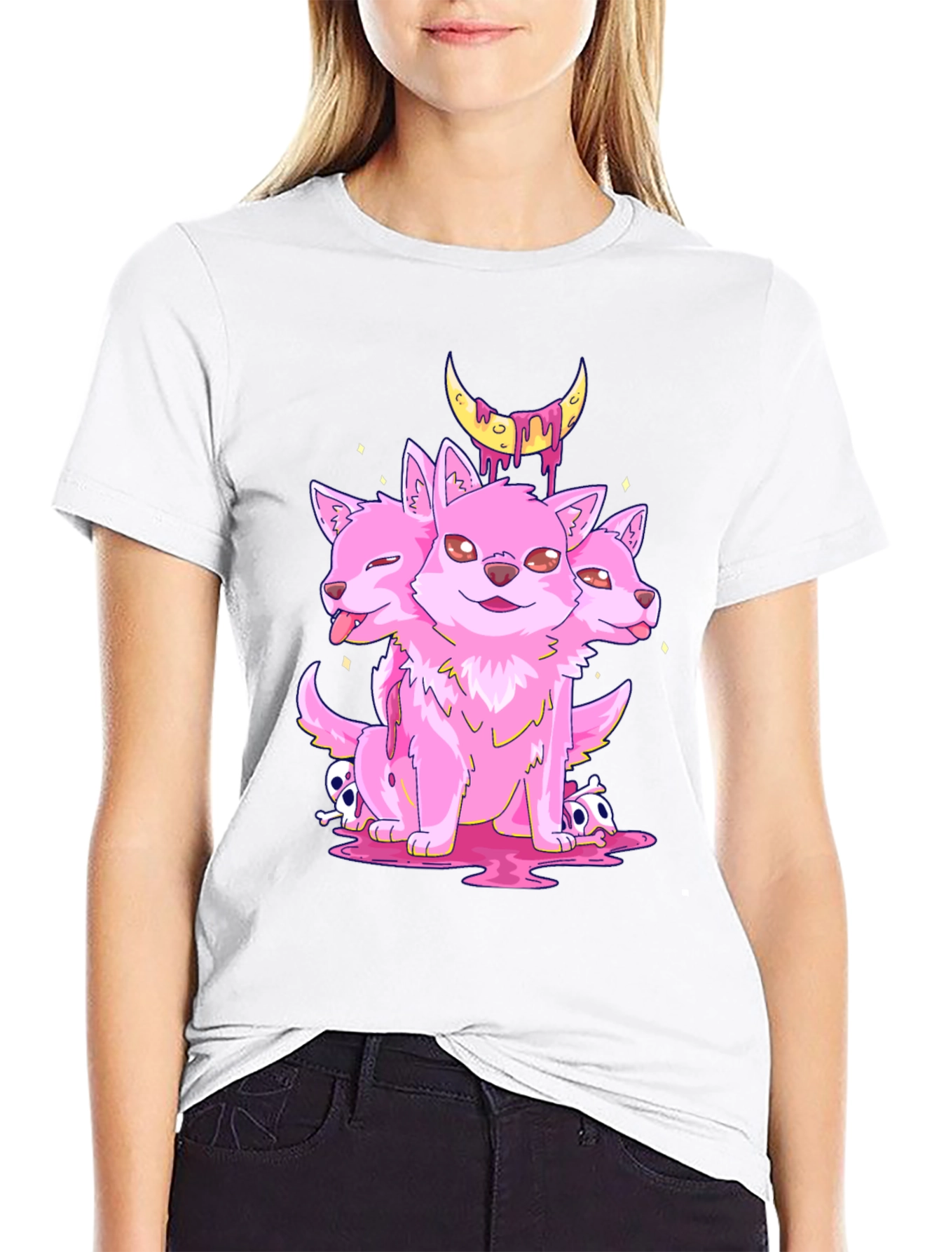 Three-Headed Puppy Moon Graphic Tee