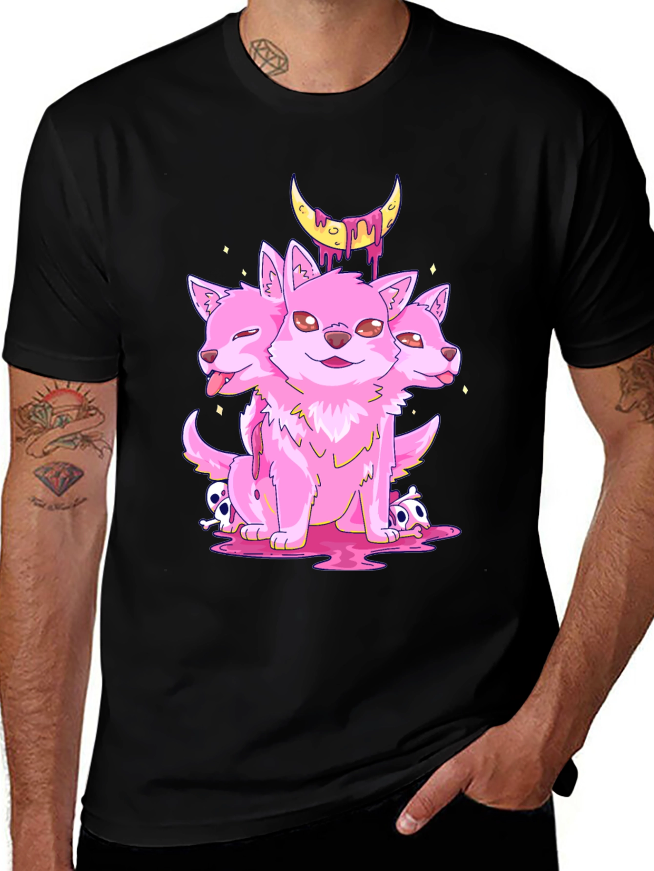 Three-Headed Puppy Moon Graphic Tee