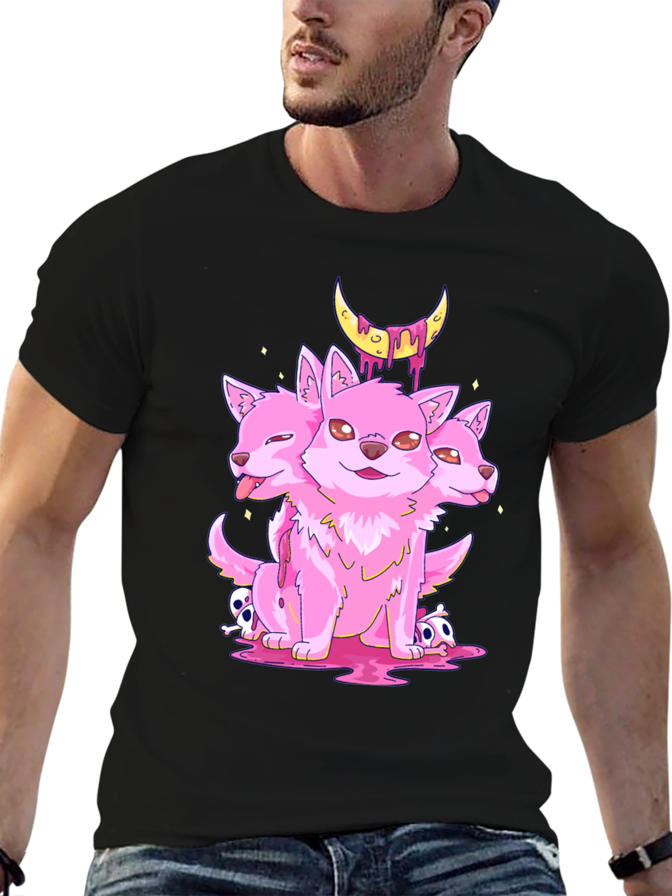 Three-Headed Puppy Moon Graphic Tee