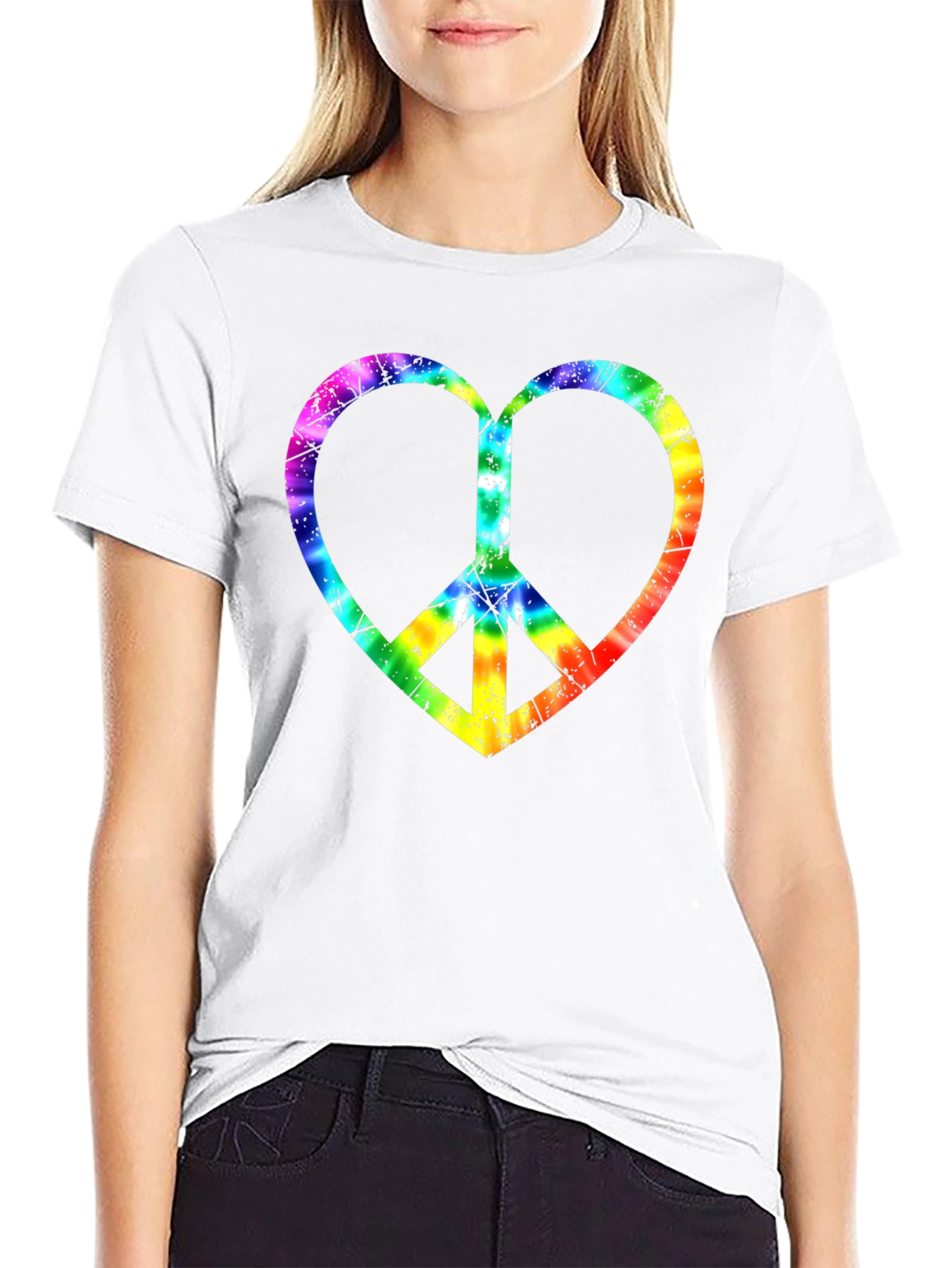 Peace Heart Tie-Dye Graphic Tee