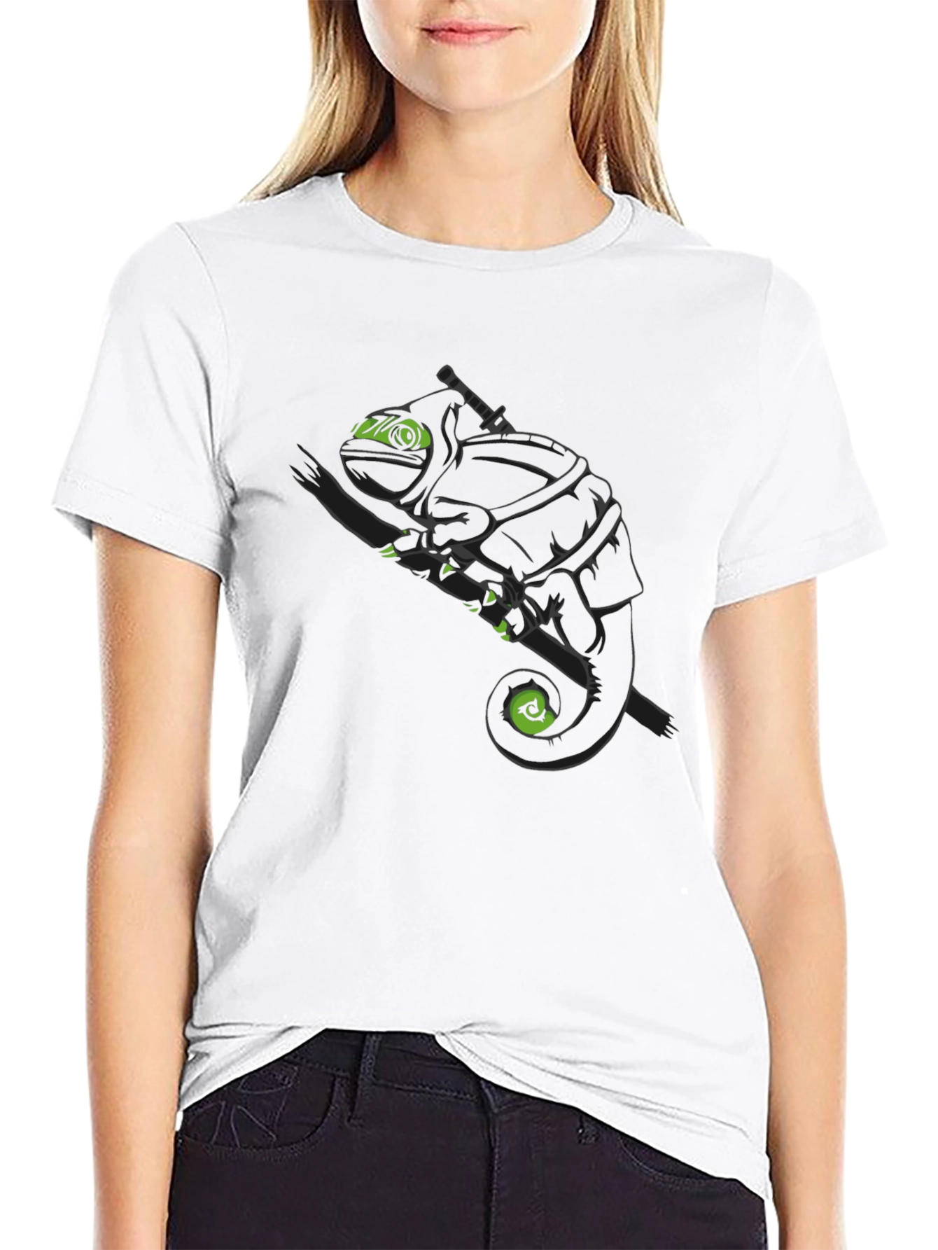 Ninja Chameleon Graphic Tee - Black Cotton T-Shirt