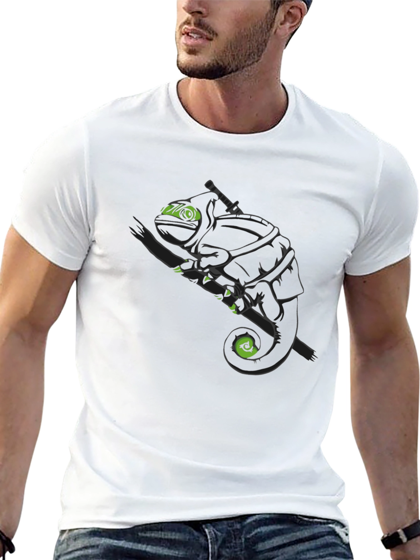 Ninja Chameleon Graphic Tee - Black Cotton T-Shirt