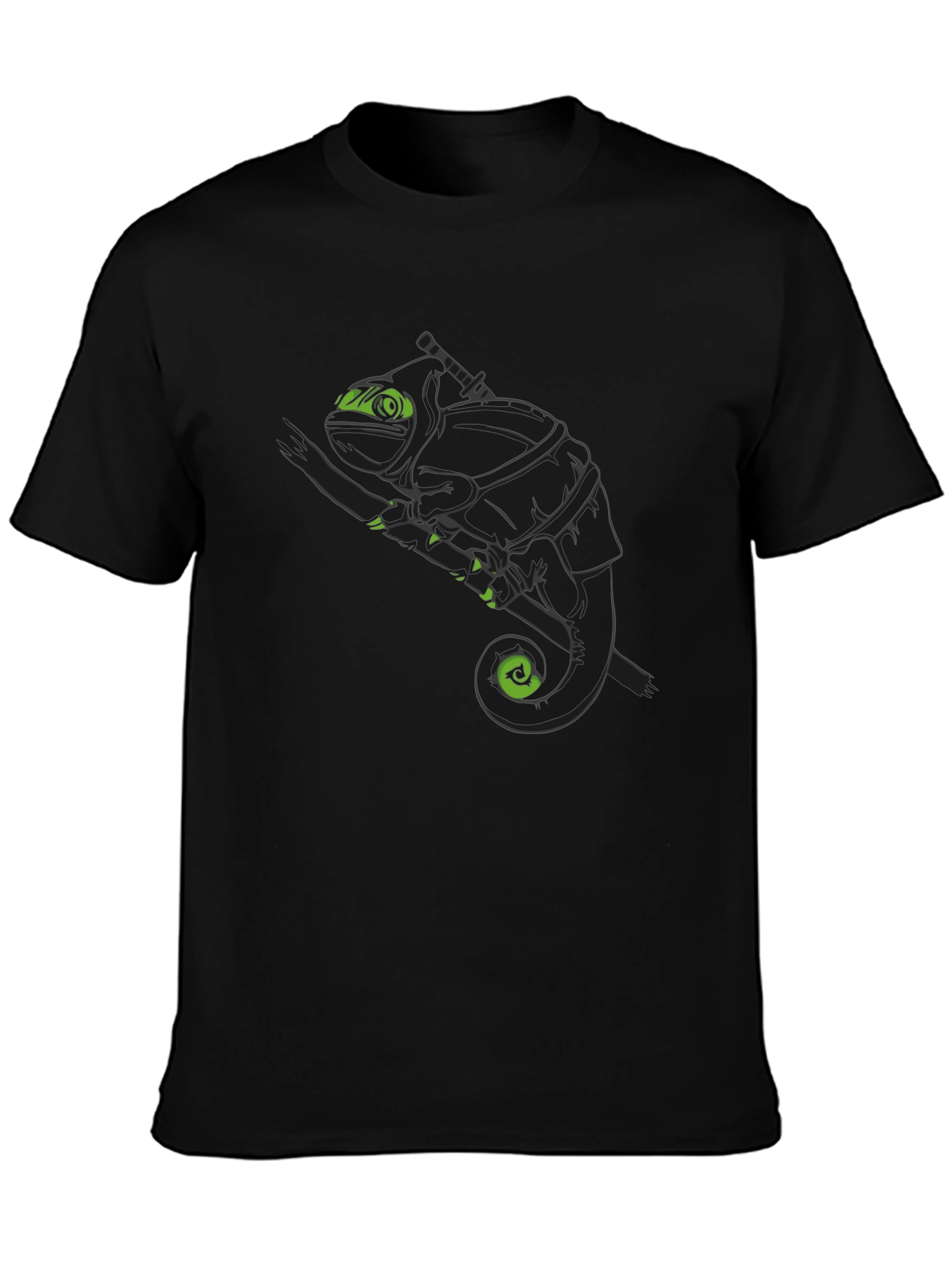 Ninja Chameleon Graphic Tee - Black Cotton T-Shirt