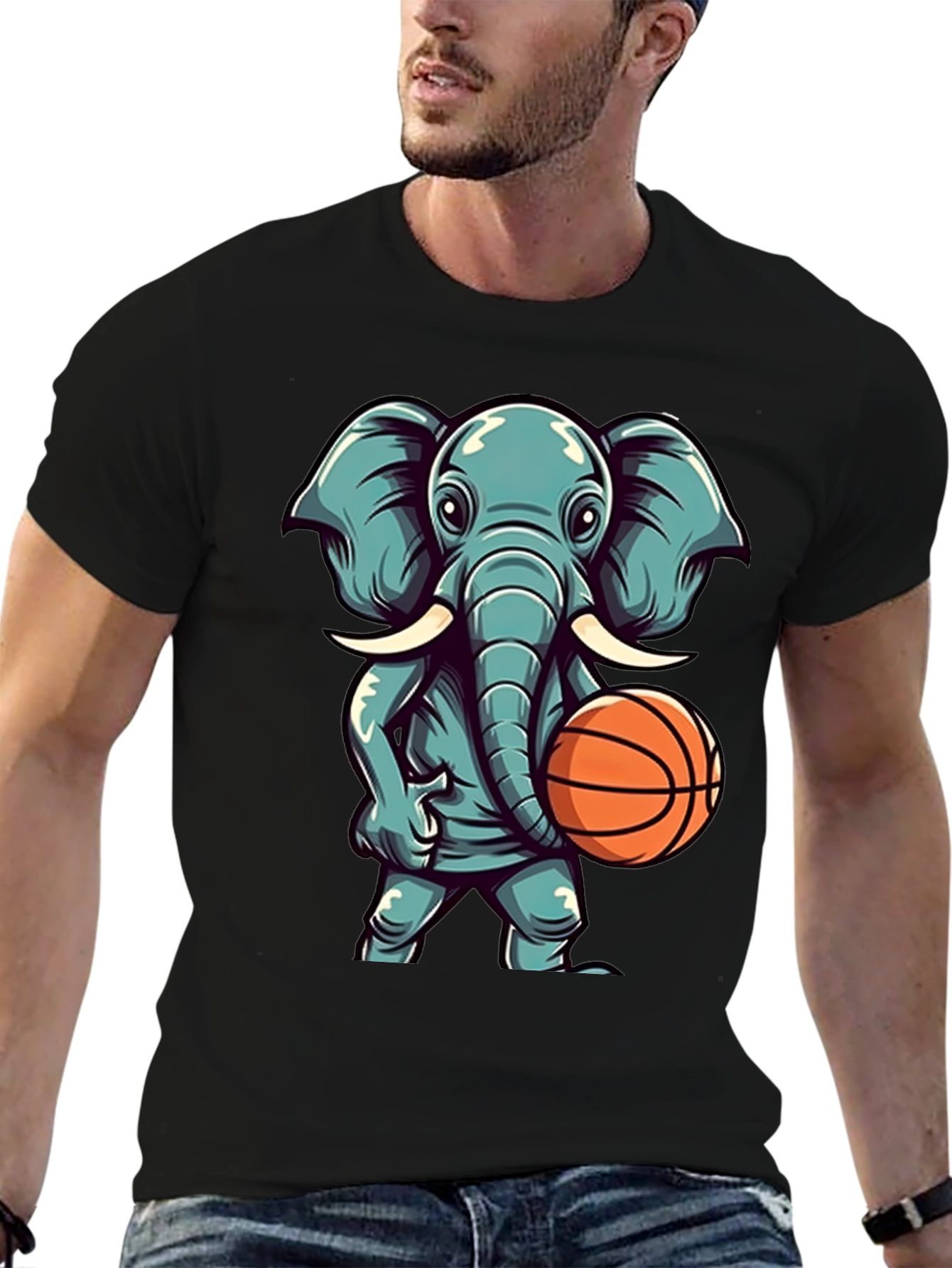Elephant Basketball Graphic T-Shirt
