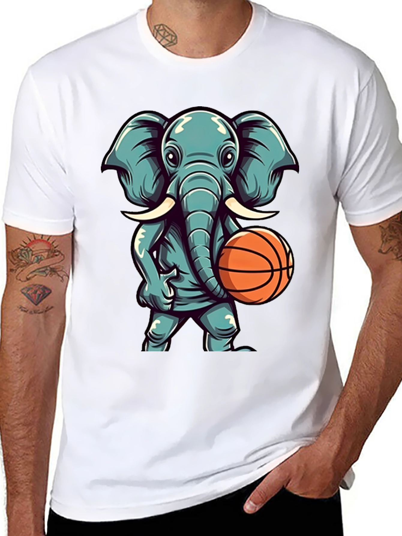 Elephant Basketball Graphic T-Shirt