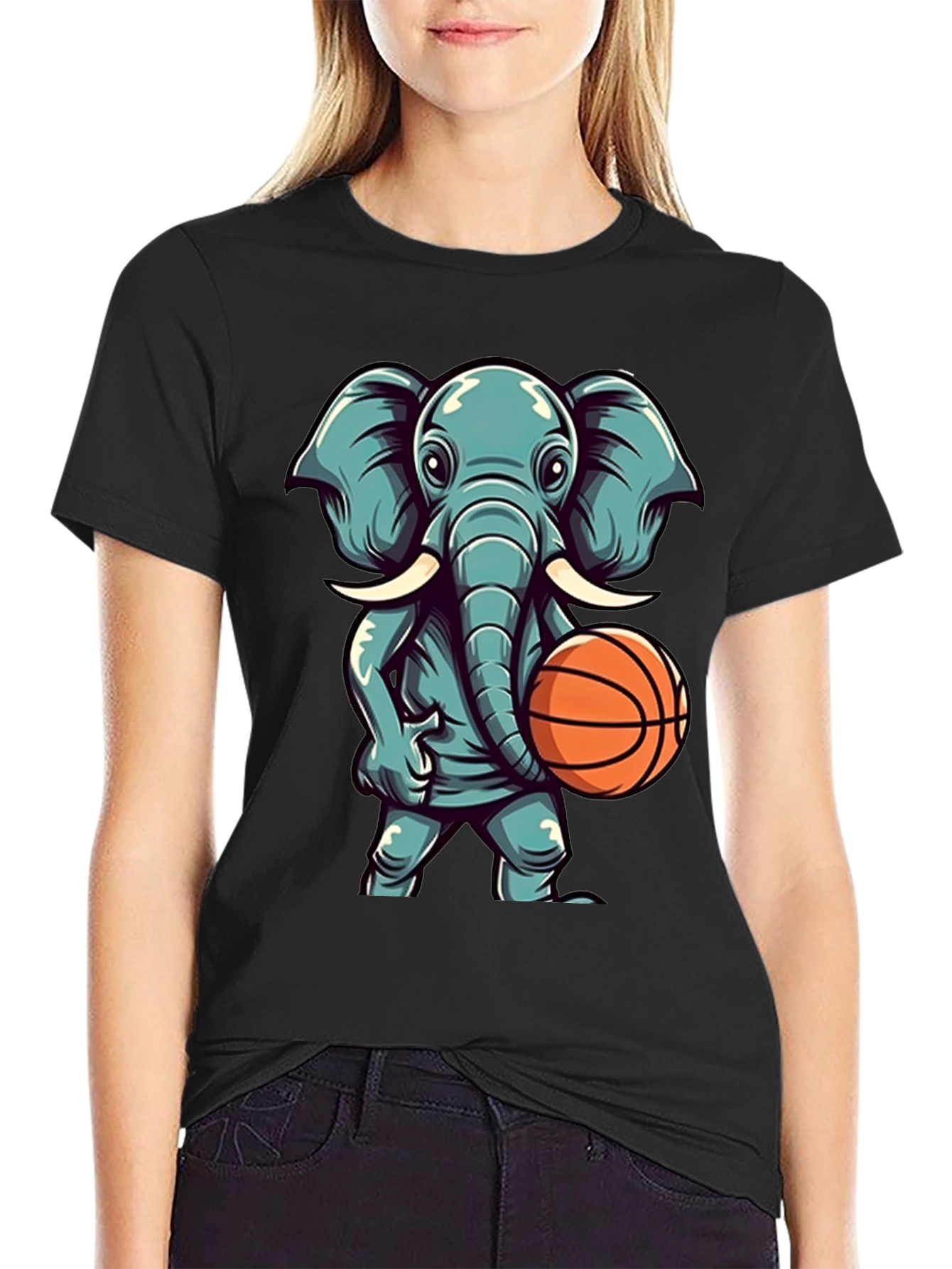 Elephant Basketball Graphic T-Shirt