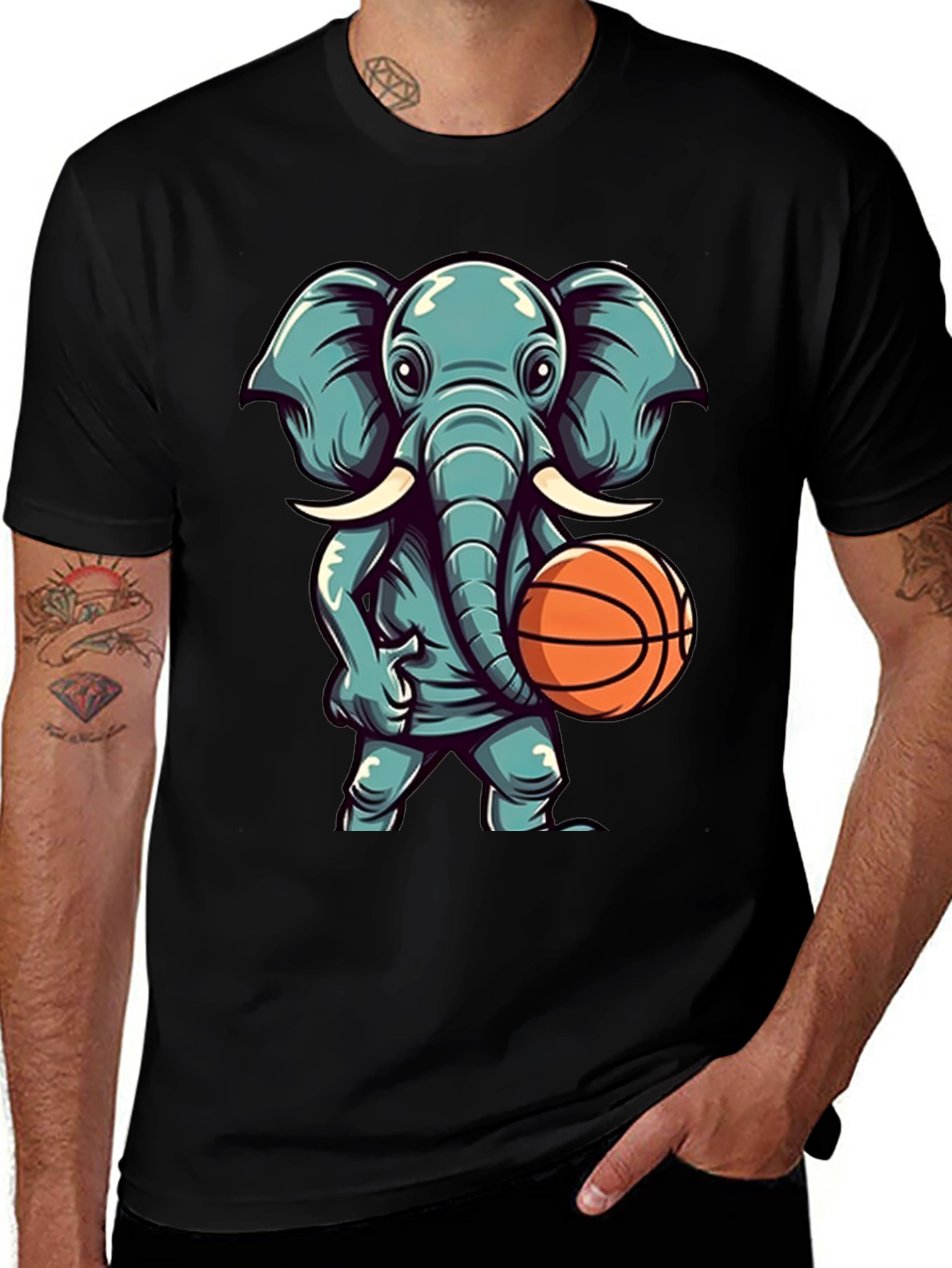 Elephant Basketball Graphic T-Shirt