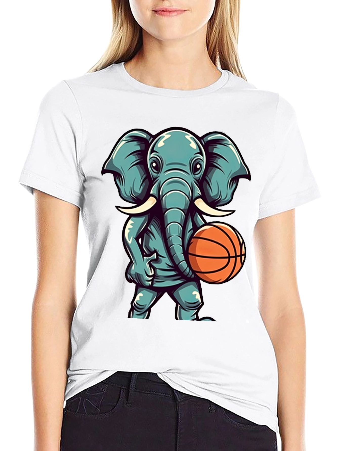 Elephant Basketball Graphic T-Shirt
