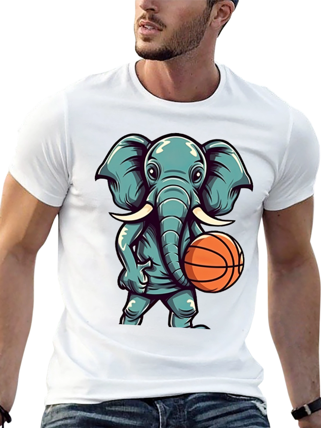 Elephant Basketball Graphic T-Shirt