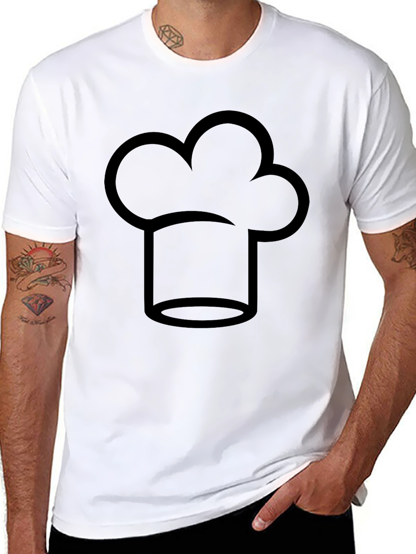 Chef Hat Graphic Tee - Black Cotton T-Shirt