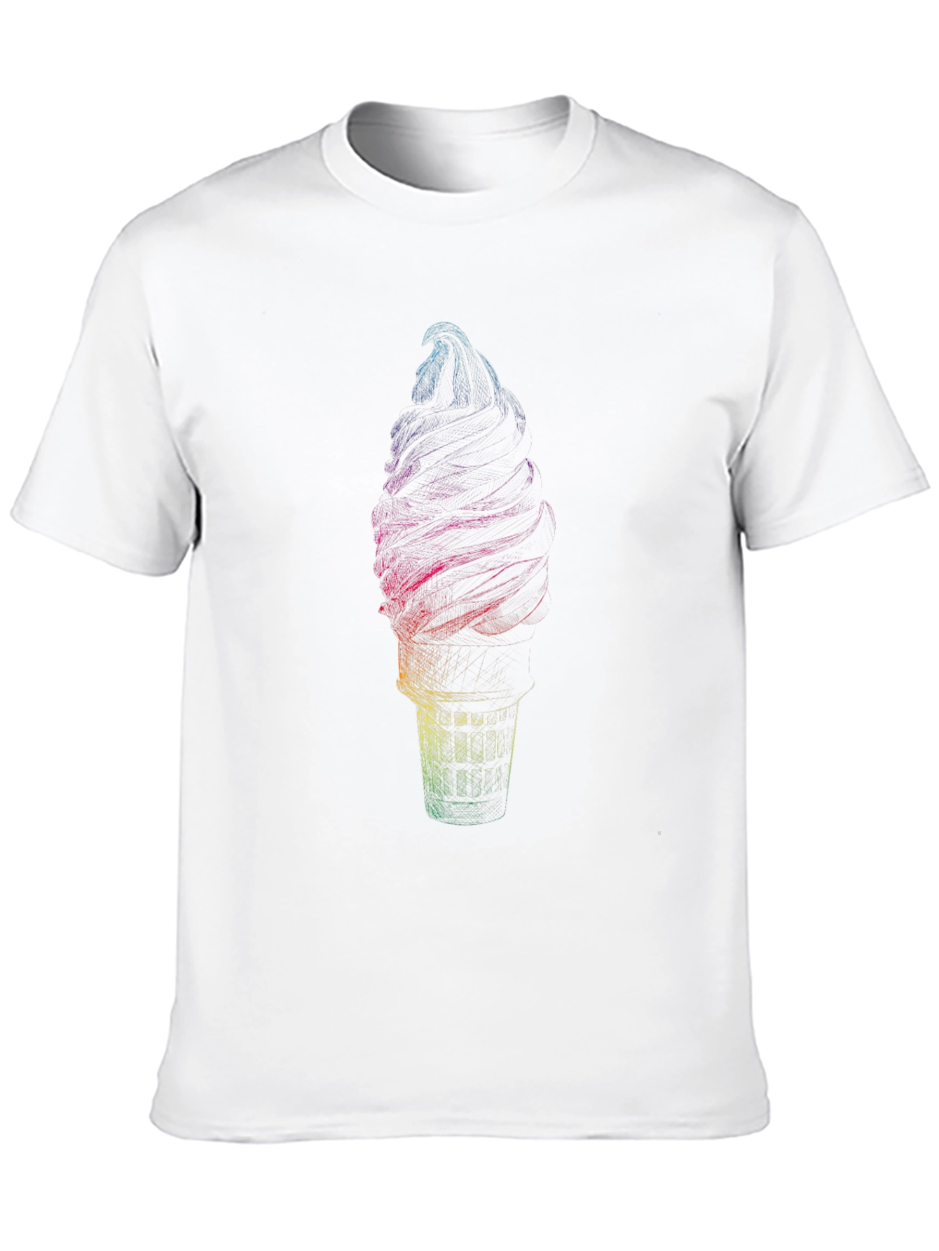 Rainbow Ice Cream Graphic Tee - Soft Cotton Blend