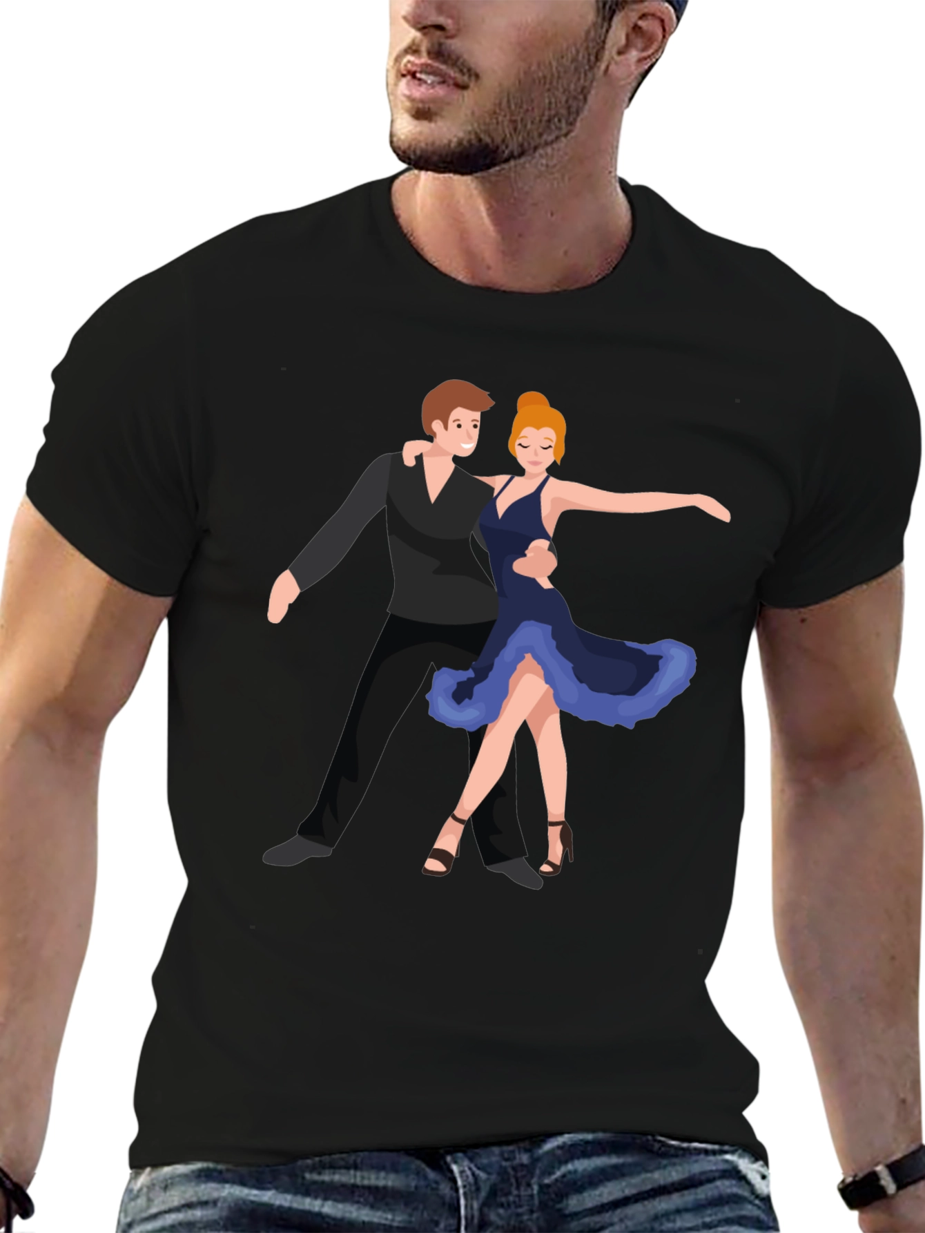 Dancing Duo Graphic Black Tee