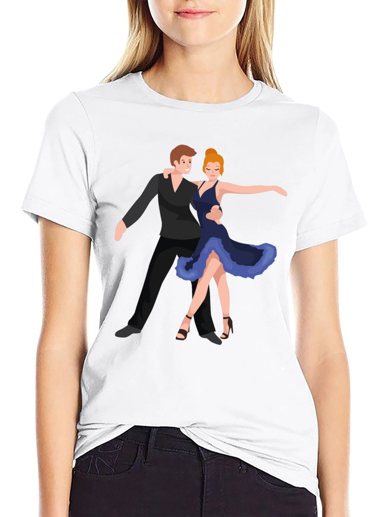Dancing Duo Graphic Black Tee