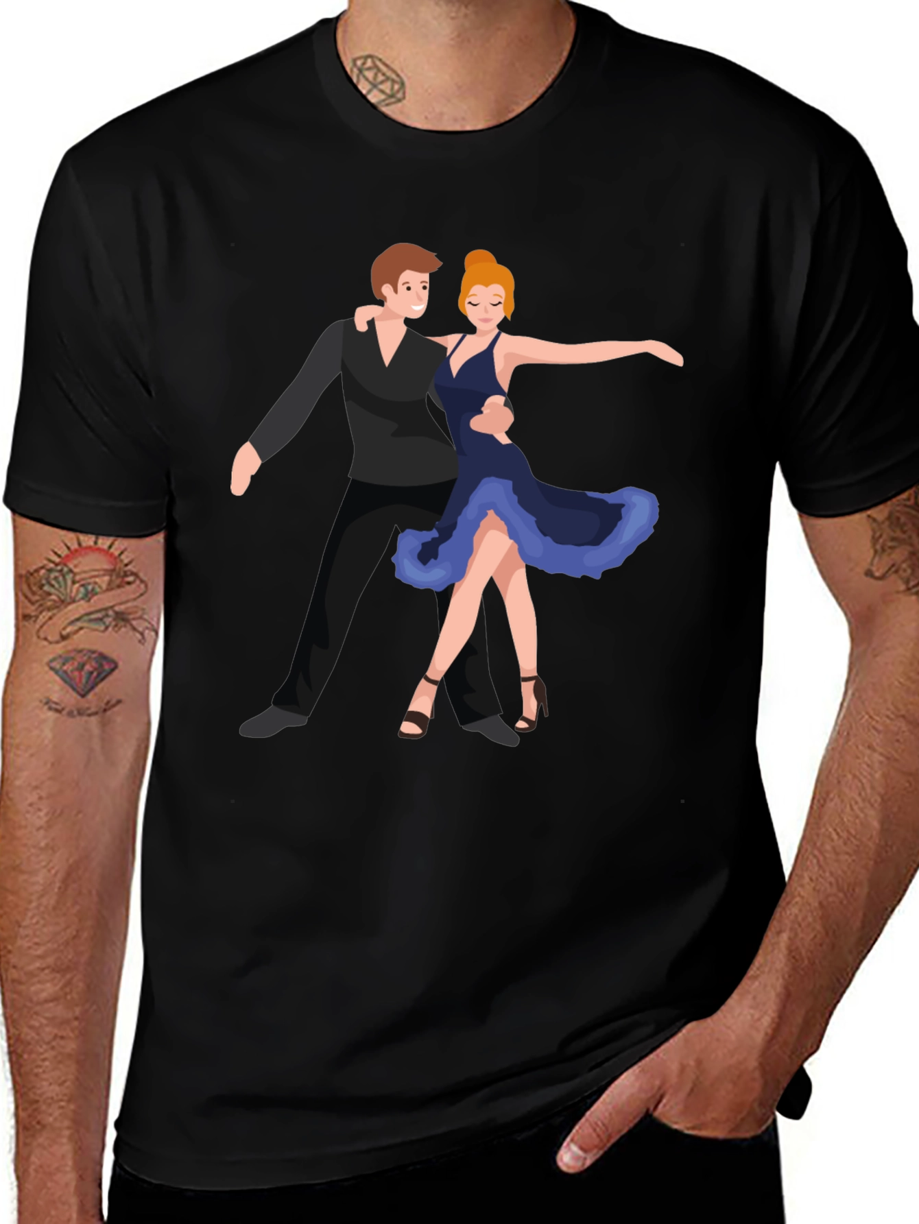 Dancing Duo Graphic Black Tee