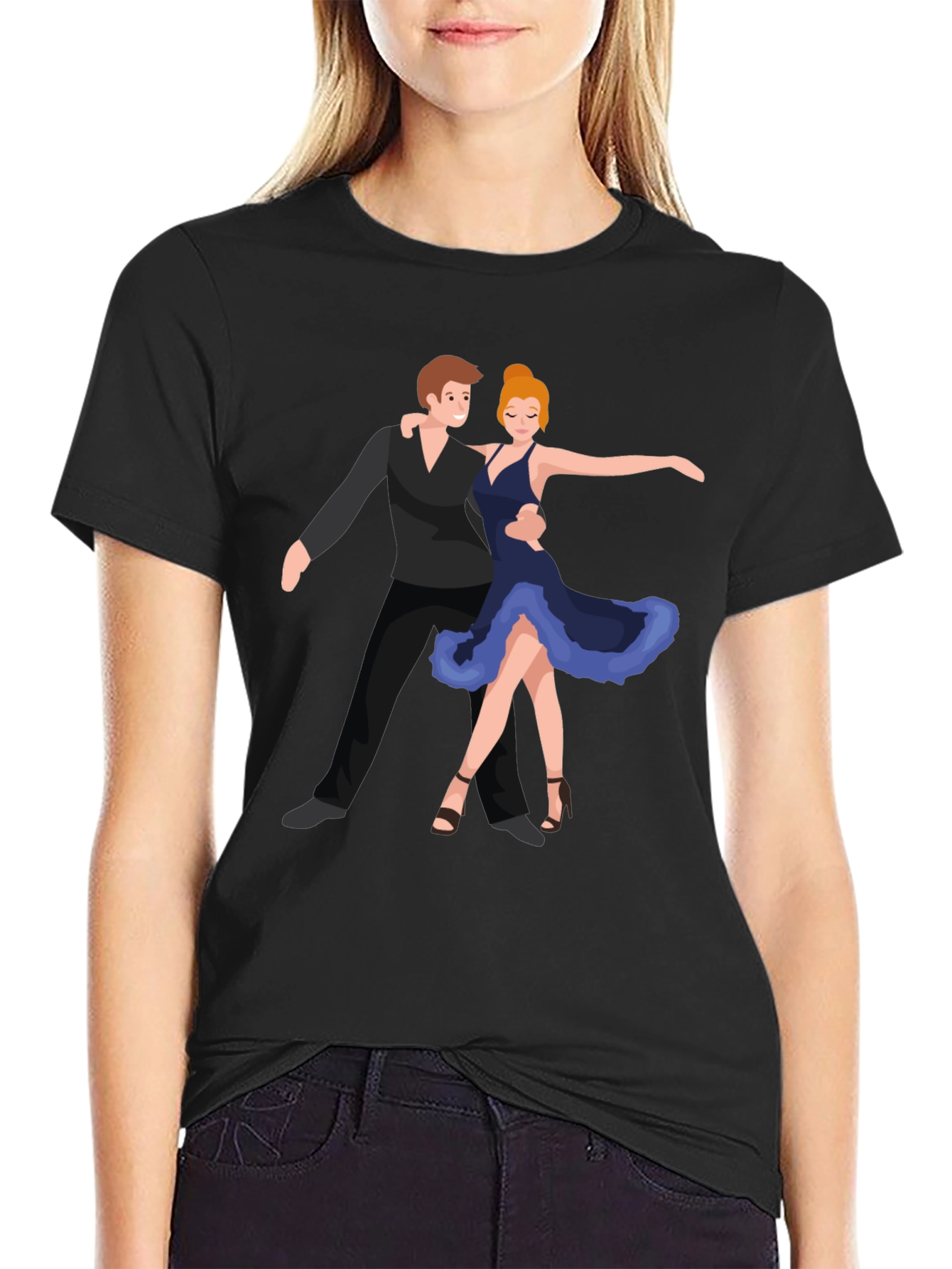 Dancing Duo Graphic Black Tee