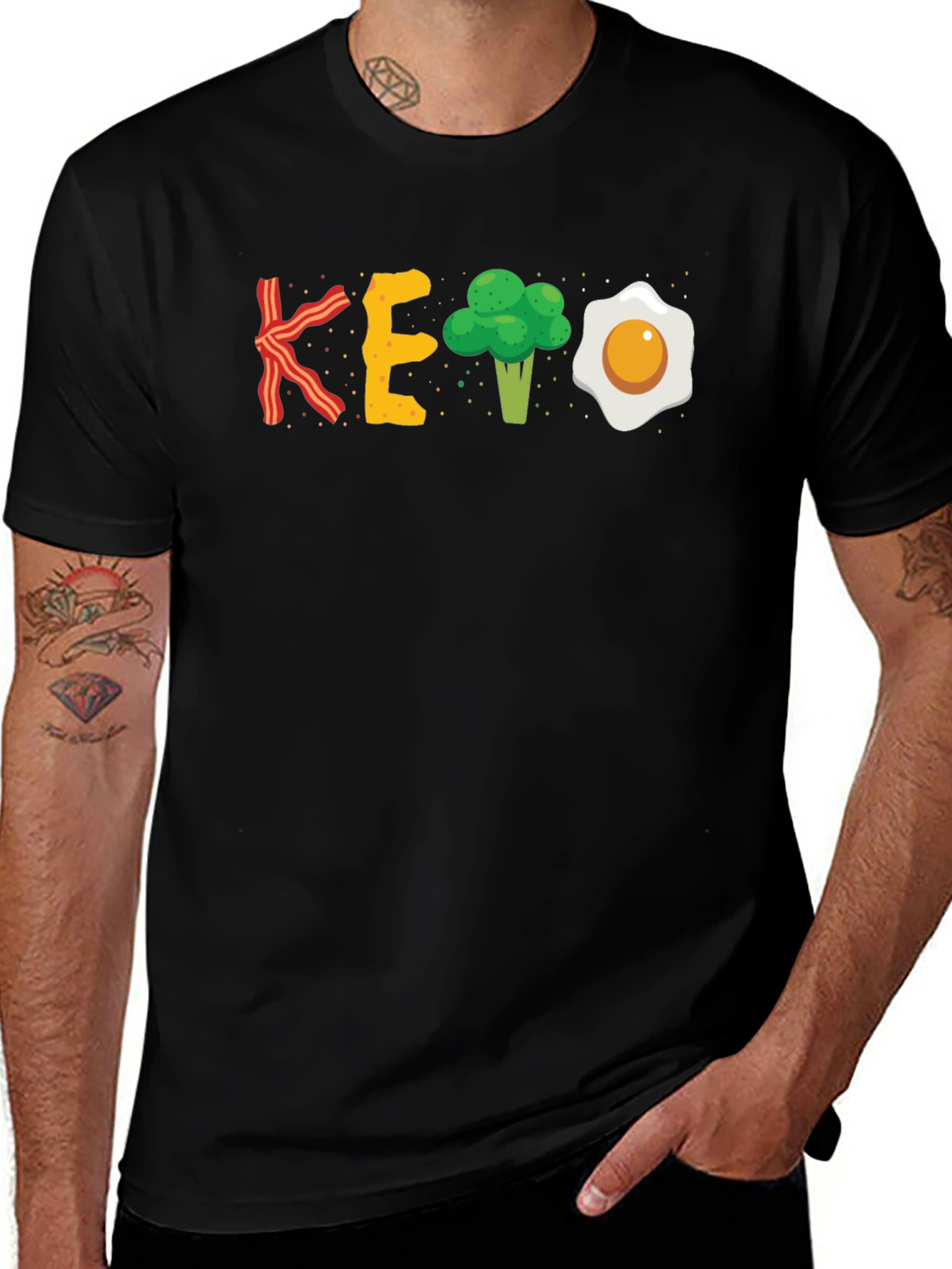 Keto Diet T-Shirt: Bacon Eggs Broccoli Funny Shirt