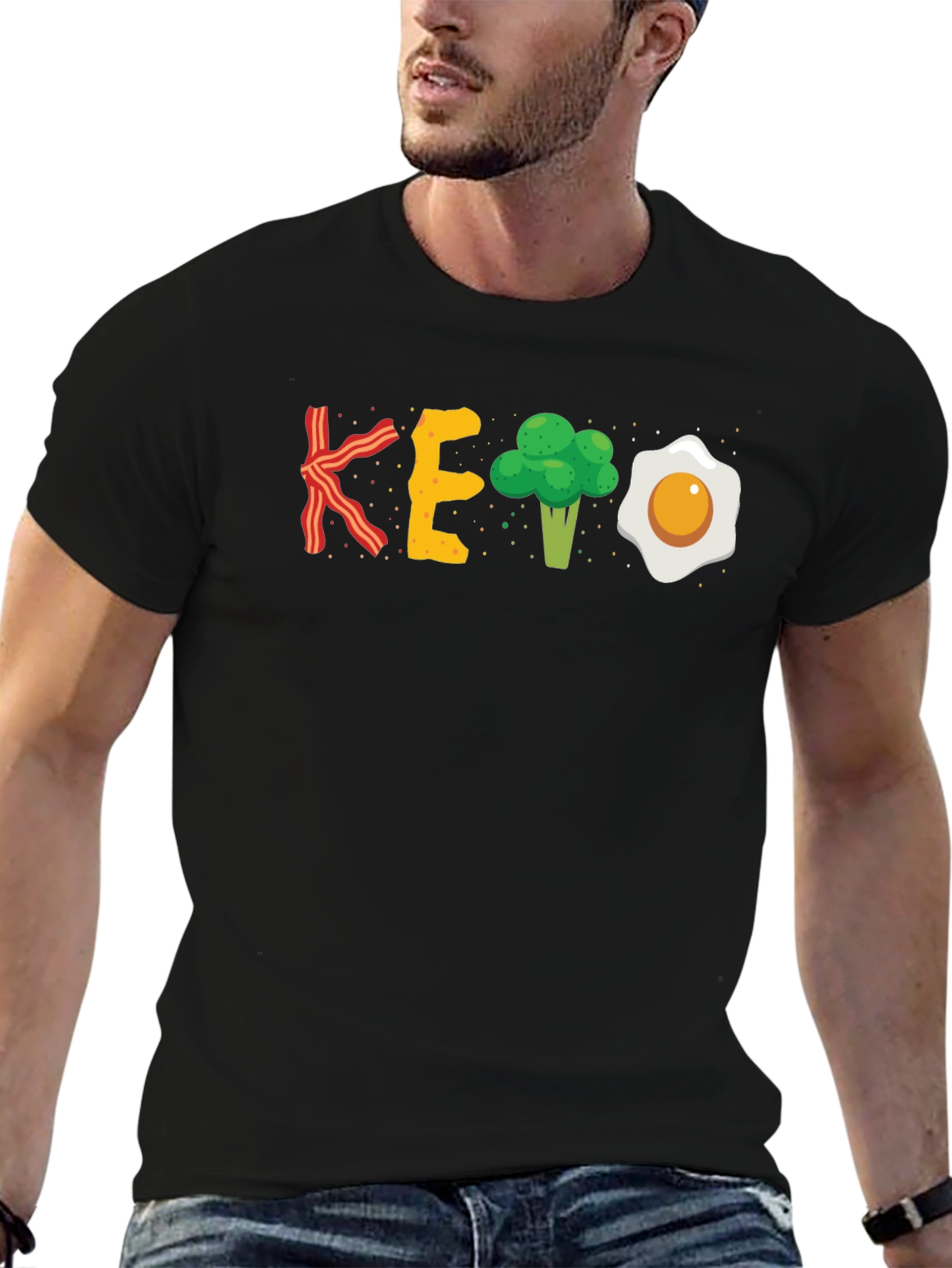 Keto Diet T-Shirt: Bacon Eggs Broccoli Funny Shirt