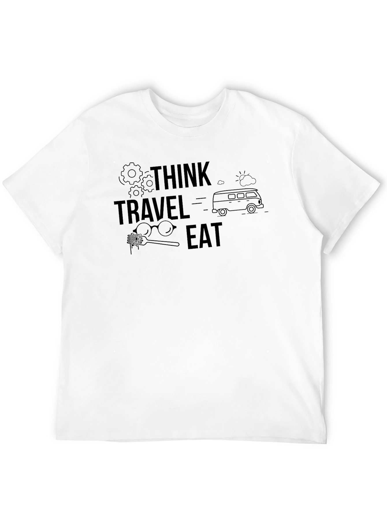 Think Travel Eat Black Graphic Tee