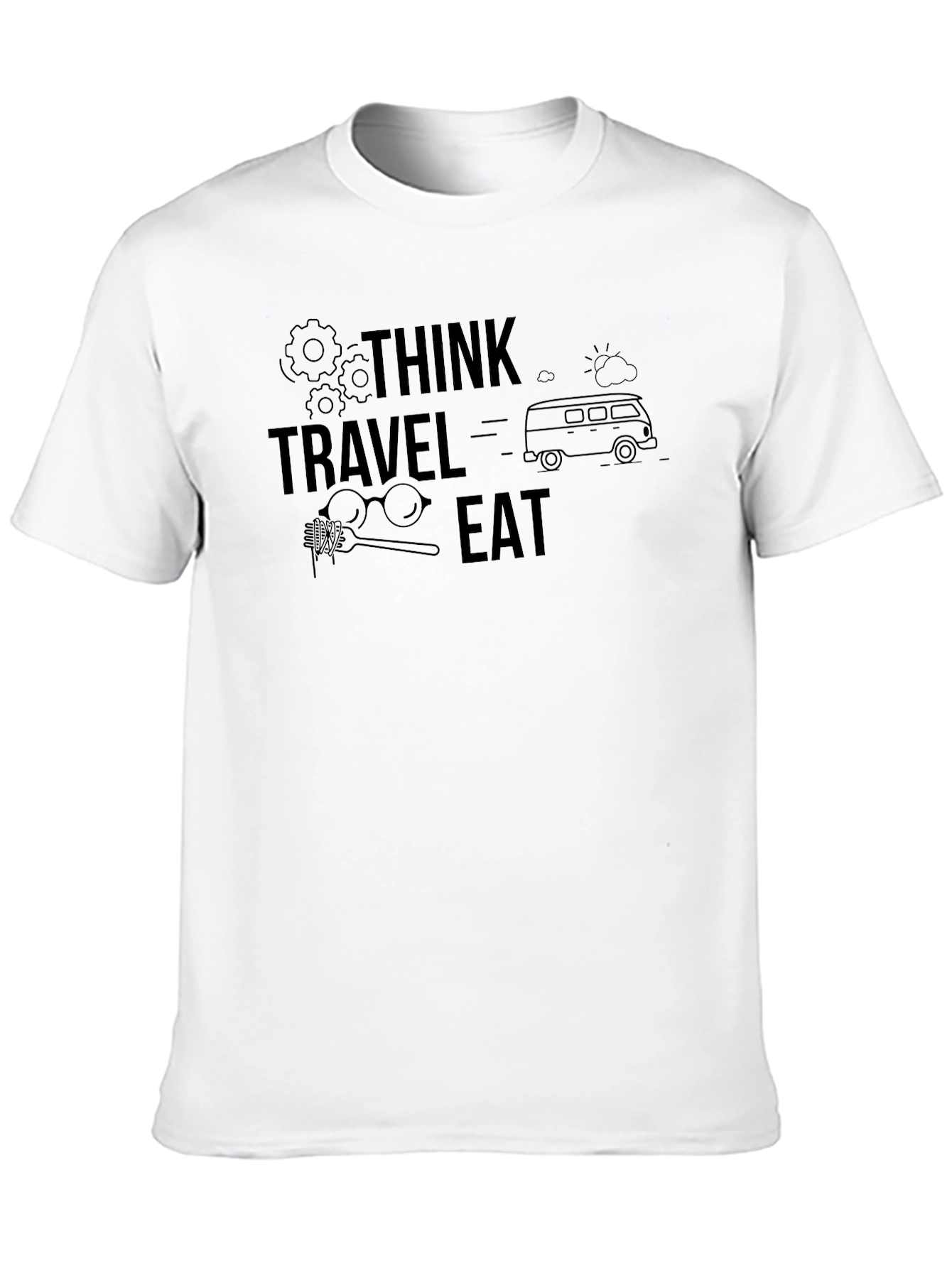 Think Travel Eat Black Graphic Tee