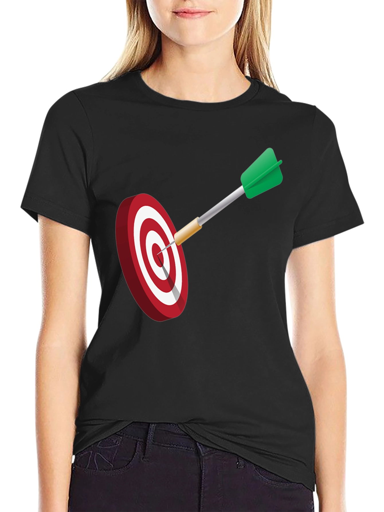 Dart Target Graphic Tee - Black Cotton Blend Shirt