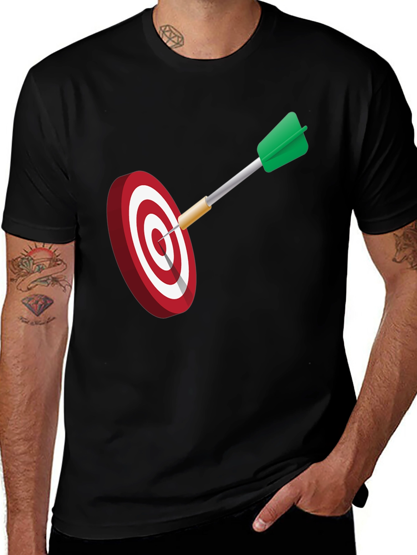 Dart Target Graphic Tee - Black Cotton Blend Shirt