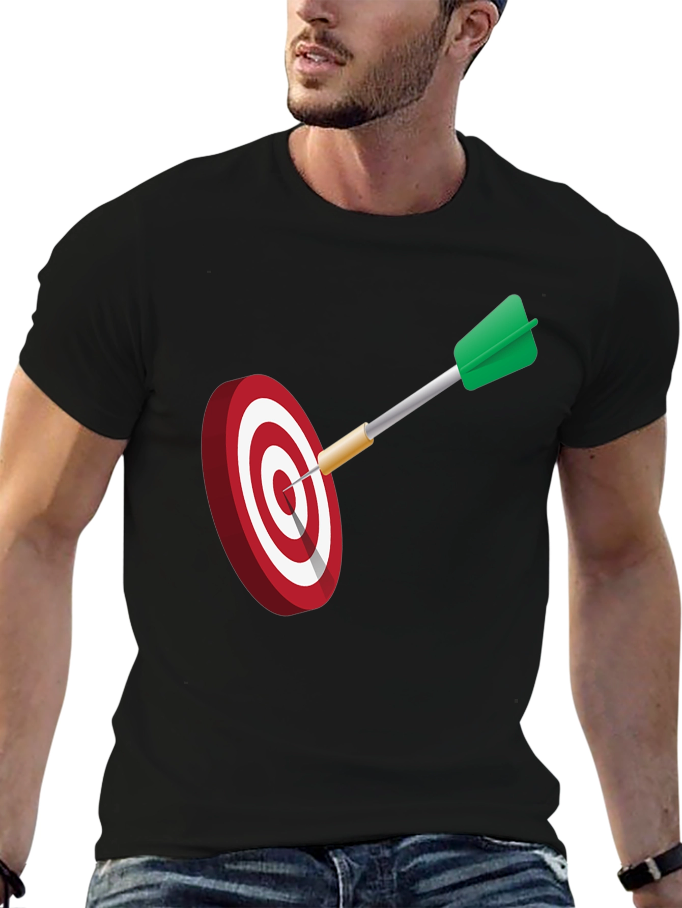 Dart Target Graphic Tee - Black Cotton Blend Shirt