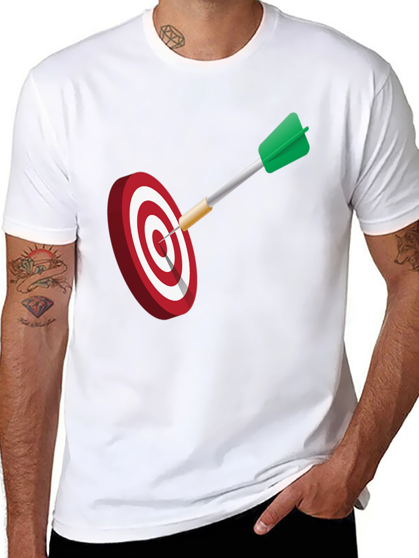 Dart Target Graphic Tee - Black Cotton Blend Shirt